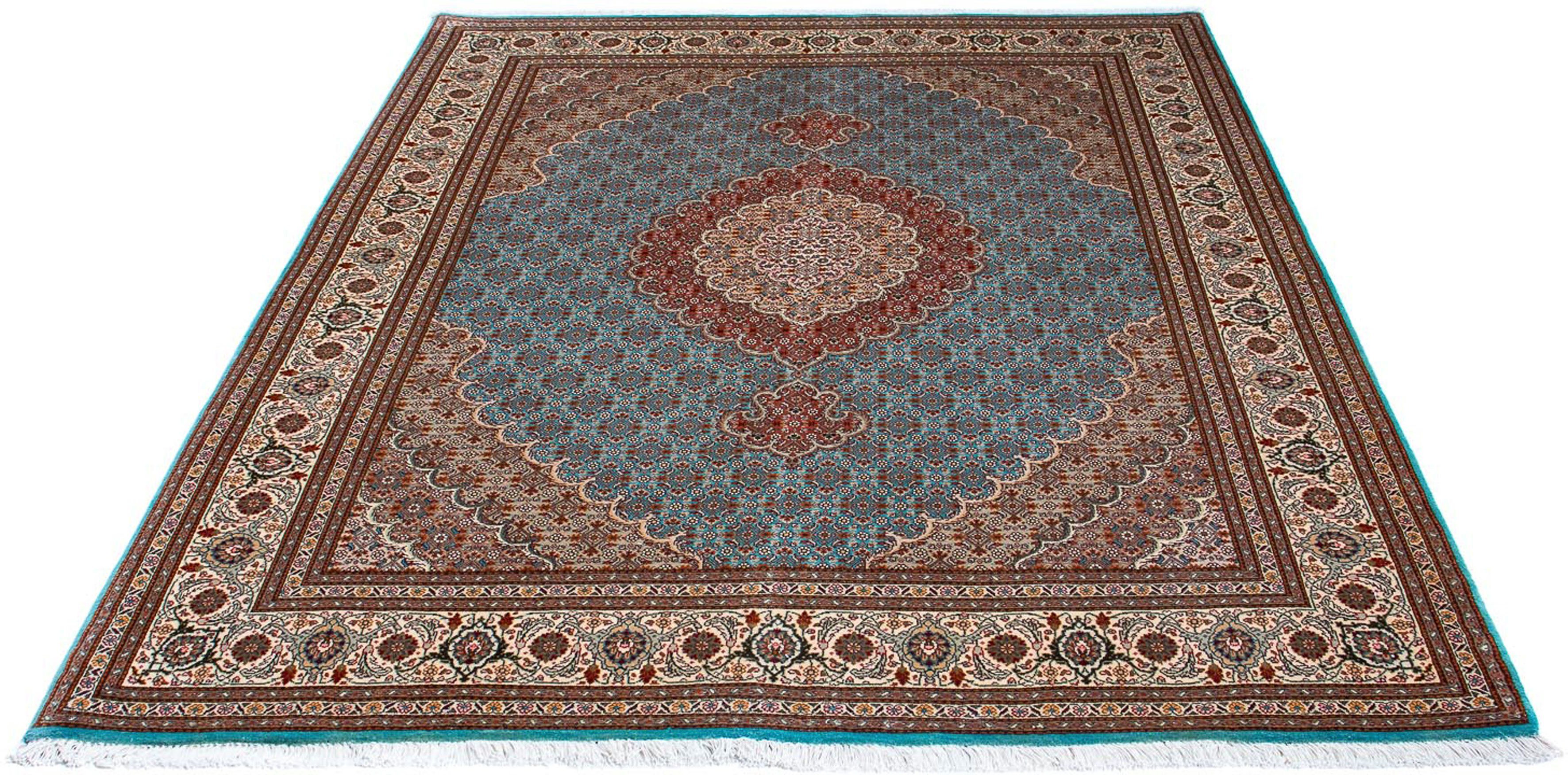 Orientteppich Perser - Täbriz - 204 x 151 cm - blau, morgenland, rechteckig, Höhe: 10 mm, Wohnzimmer, Handgeknüpft, Einzelstück mit Zertifikat