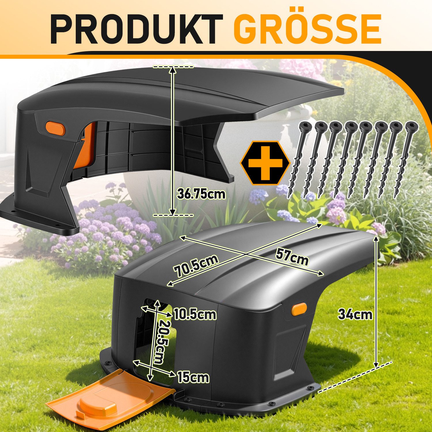 Clanmacy Mähroboter-Garage Rasenmäher Garage Mähroboter Dach Schutzhülle Klappbar Schuppen, BxTxH: 57x70x34 cm, (1-St)