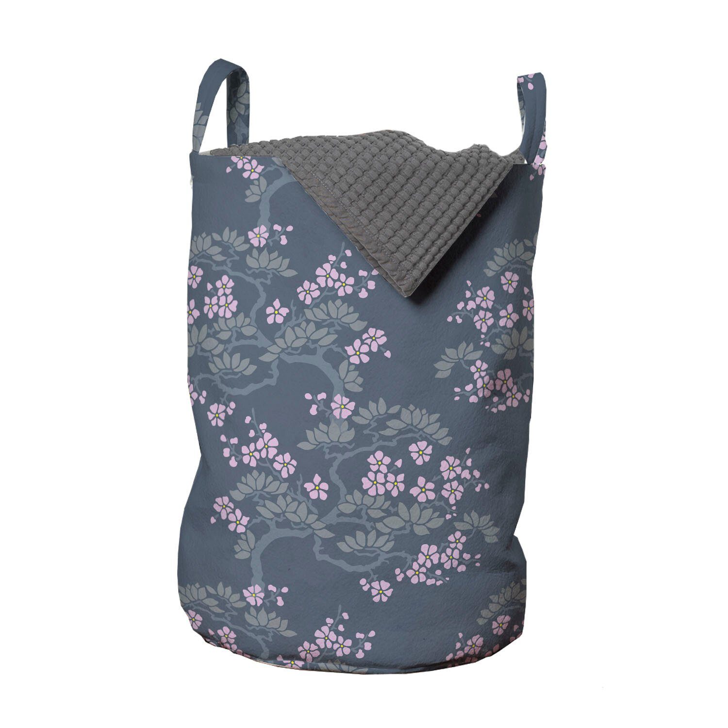 Abakuhaus Wäschesäckchen Wäschekorb mit Griffen Kordelzugverschluss für Waschsalons, Blatt Japanische Pflaumen-Blüten | Wäschesäcke