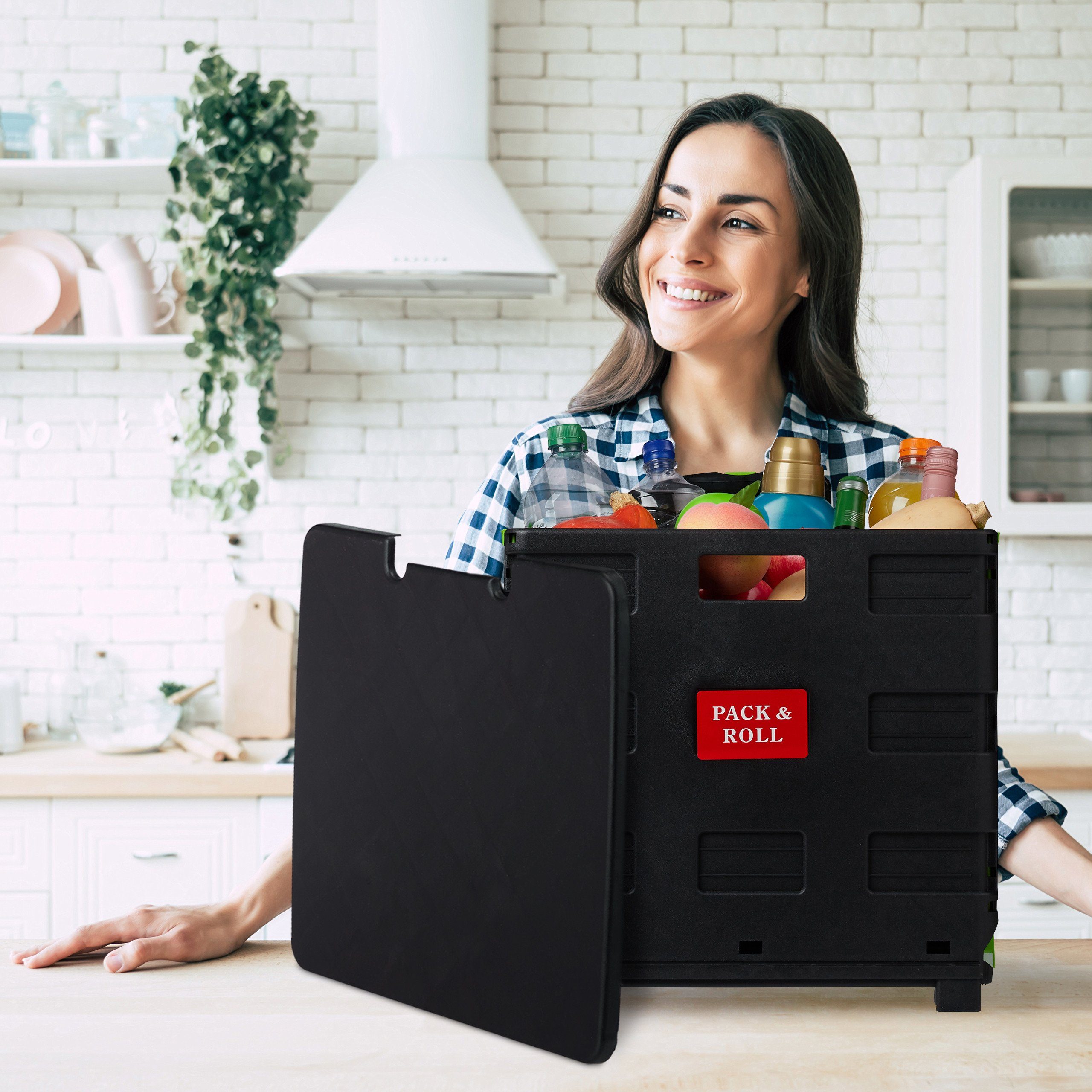 relaxdays Einkaufstrolley Klappbarer Einkaufstrolley, grün