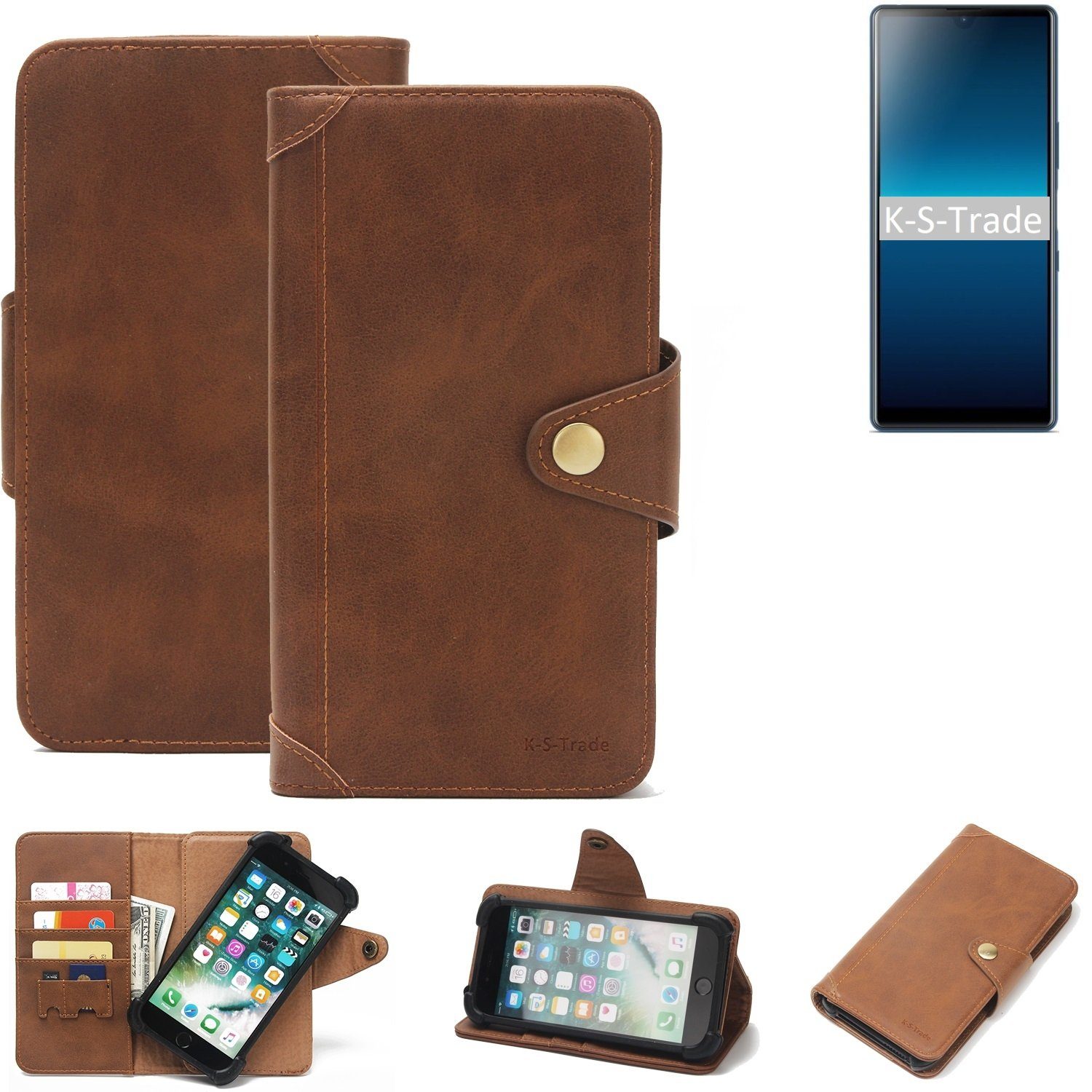 K-S-Trade Handyhülle für Sony Xperia L4, Handyhülle Schutz Hülle Walletcase Bookstyle Tasche Case