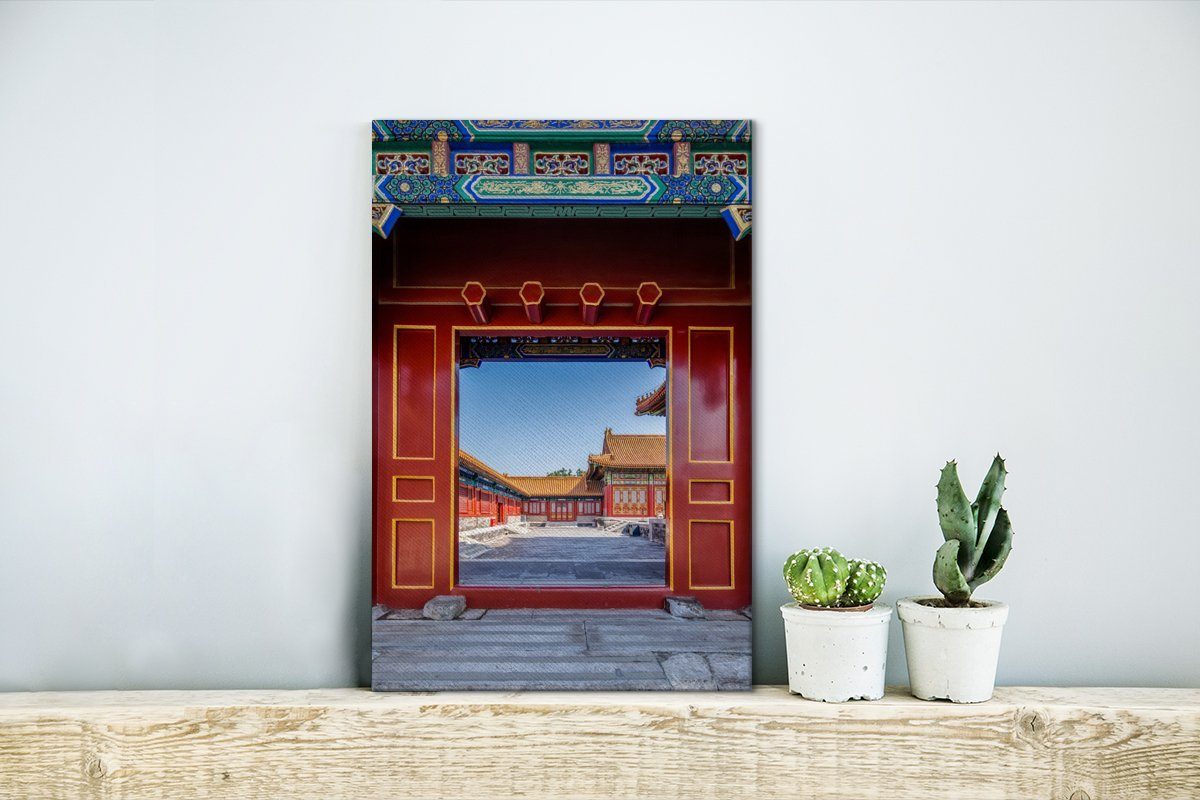 OneMillionCanvasses® Zackenaufhänger, Stadt China, bespannt Türen fertig cm inkl. Leinwandbild (1 20x30 in Die St), Leinwandbild der Gemälde, Verbotenen