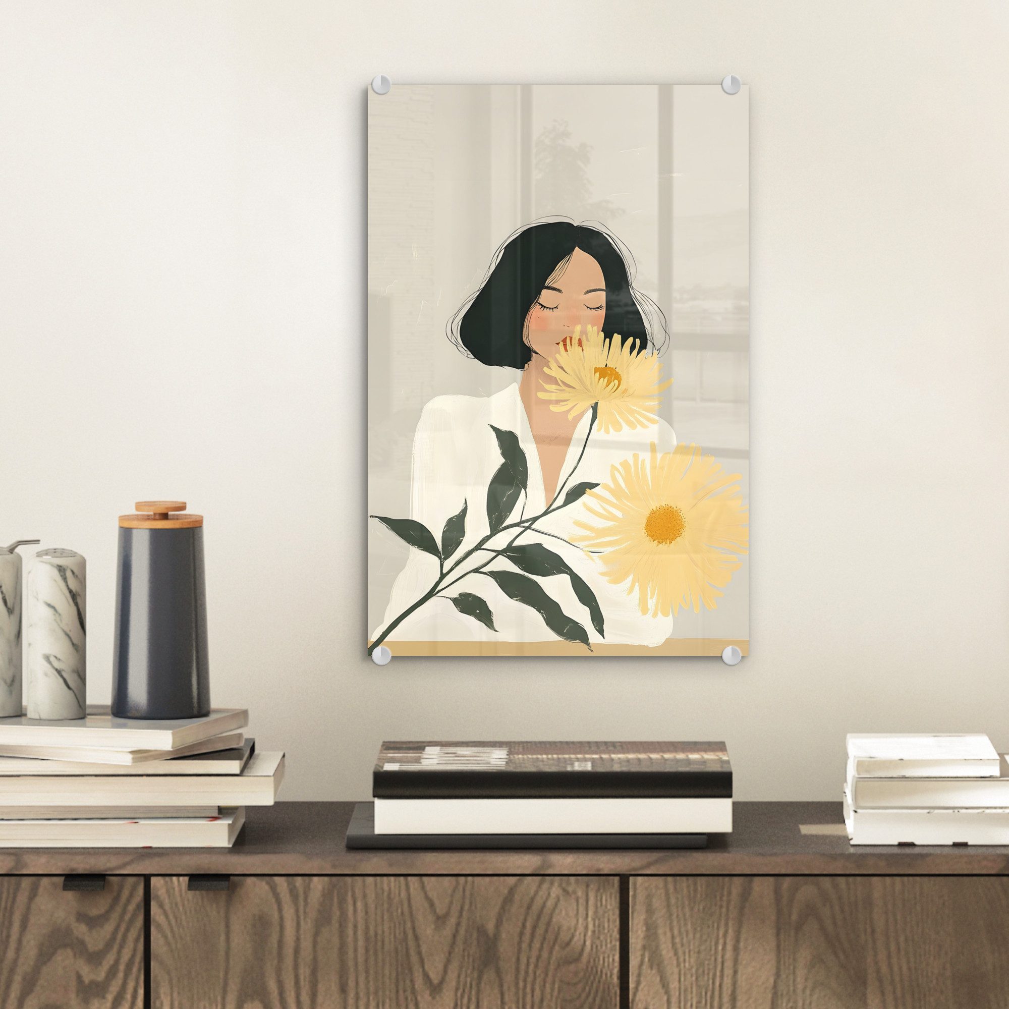 MuchoWow Acrylglasbild Frau - Blume - günstig online kaufen