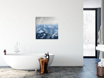 Pixxprint Glasbild Alpen mit Schneespitzen, Alpen mit Schneespitzen (1 St), Glasbild aus Echtglas, inkl. Aufhängungen und Abstandshalter