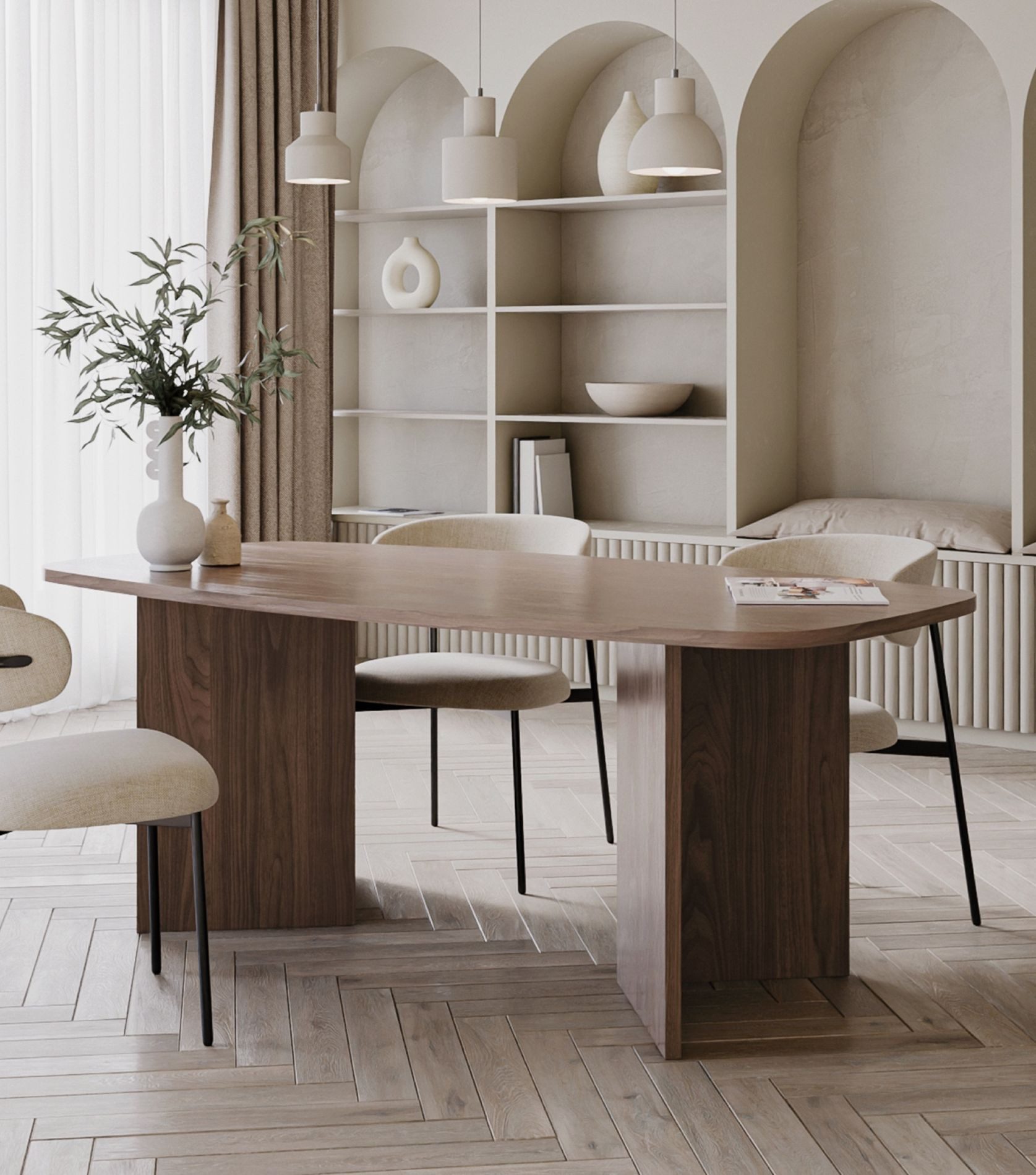 Selsey Esstisch Piano, robuste 28mm Platte, abgerundete Kanten, 6-8 Personen, 190x100 cm