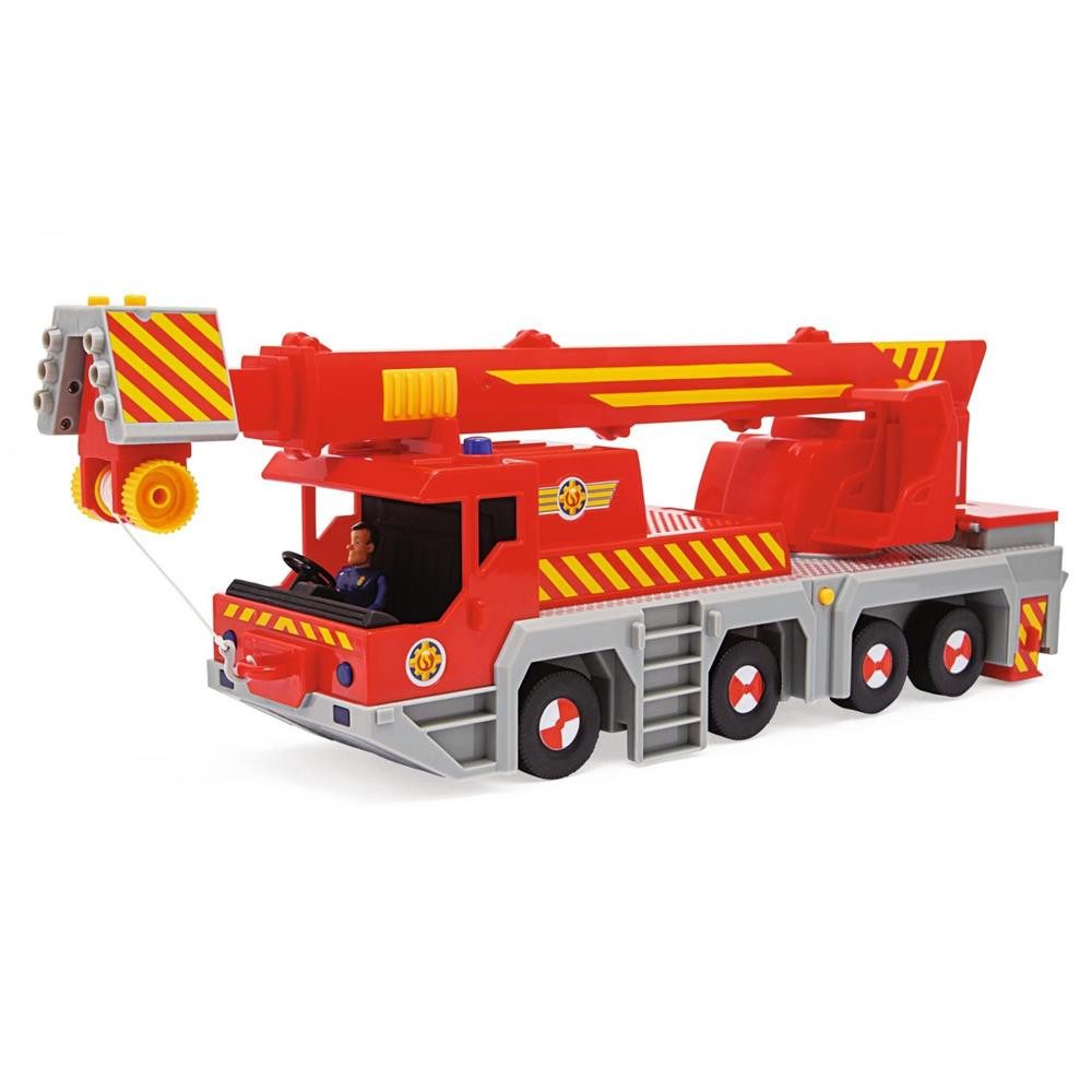 SIMBA Spielzeug-Feuerwehr Feuerwehrmann Sam 2-in-1 Rettungskran 50 cm mit Figur & Sound, (Rettungsfahrzeug-Set, Rettungskran, Rettungsfahrzeug, Sam-Figur, Rettungshund Schnuffi), 2-in-1-Funktion, 360°-Kranarm, Seilwinde, Wasserkanone, Sound