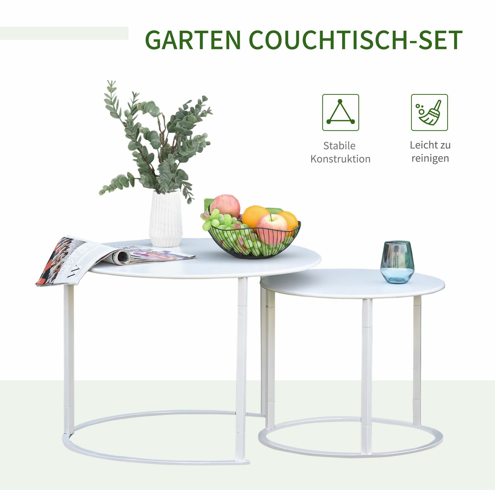 Outsunny Beistelltisch Set 2er Gartentisch