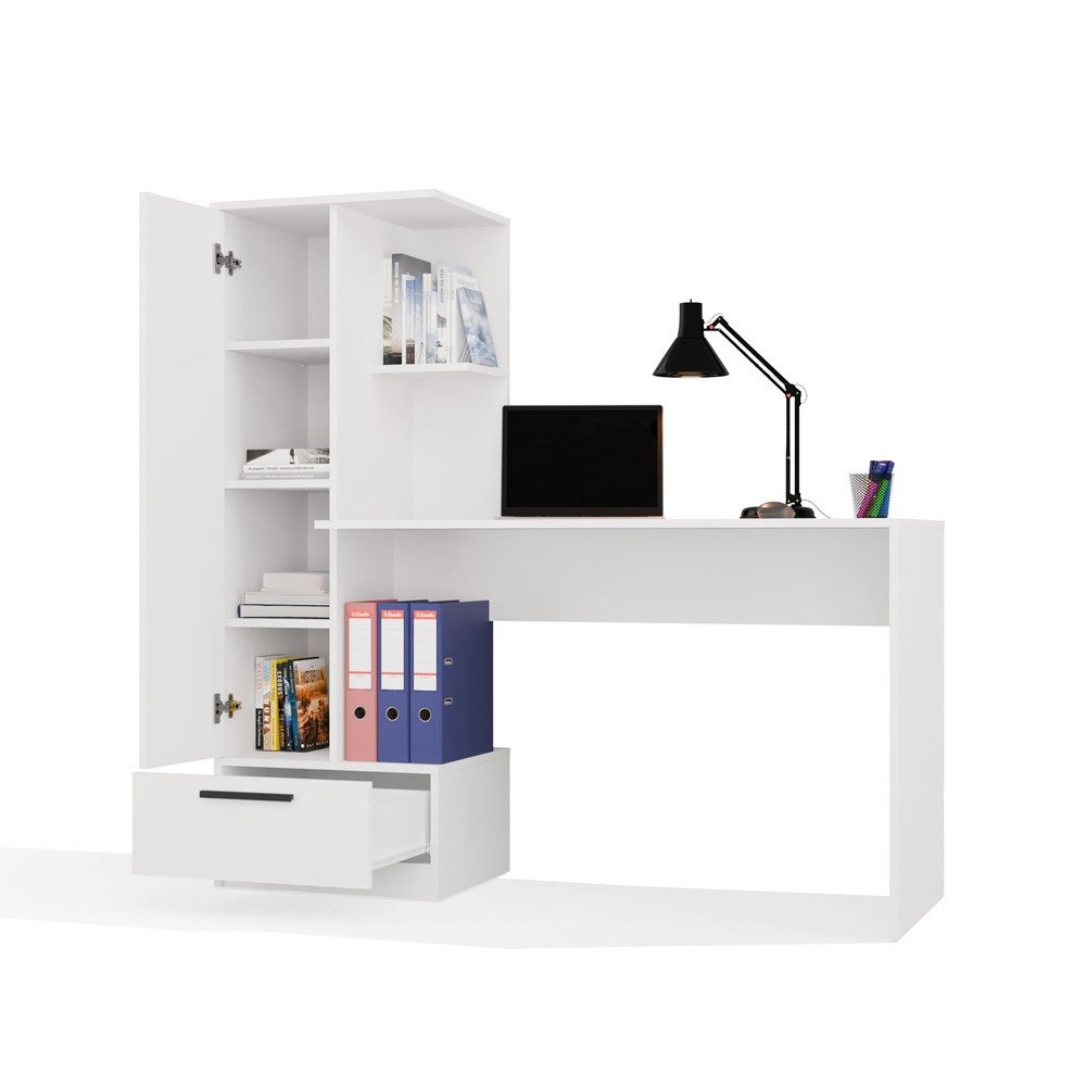ibonto Regal-Schreibtisch Schreibtisch mit Bücherregal, Schublade und Stauraum, 2-in-1-Kombination