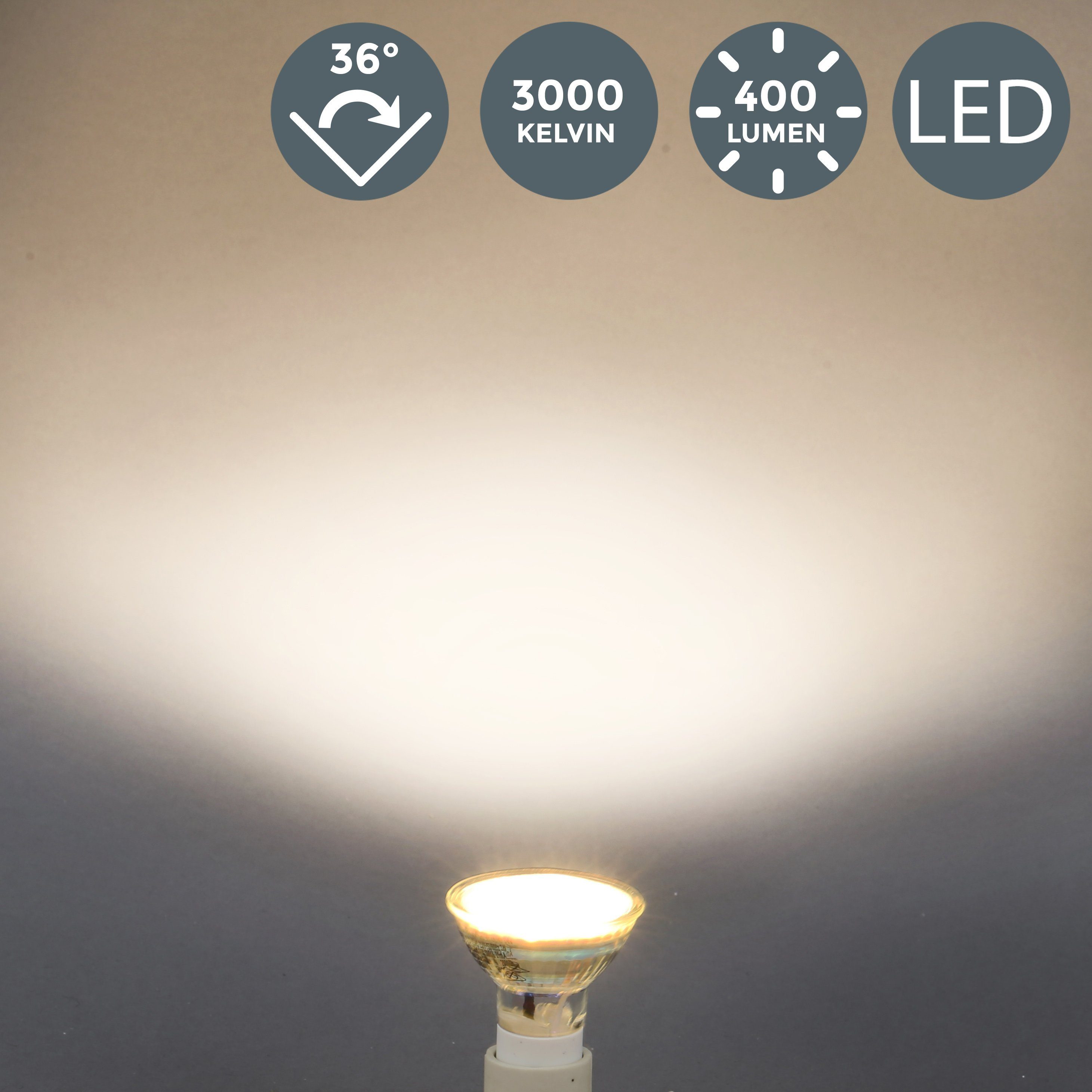 10 B.K.Licht St., GU10, LED Glüh-Birne 400 warmweiss Lampe 3000K 5W LED-Leuchtmittel, Warmweiß, Reflektor-Form Lumen