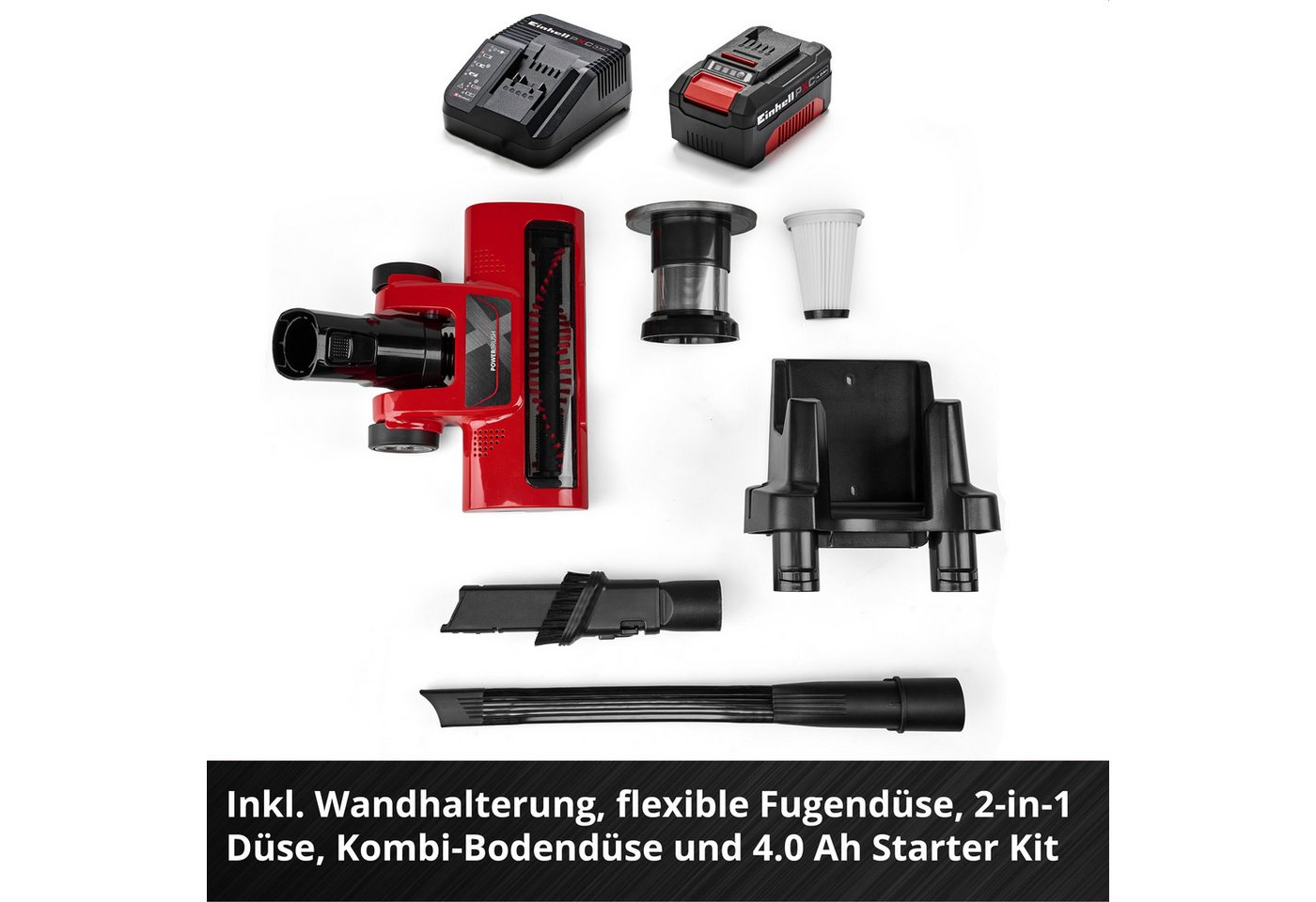 Einhell Akku-Stielstaubsauger TE-SV 18 Li-FLX (1x 4,0 Ah), beutellos, inkl. Akku und Ladegerät