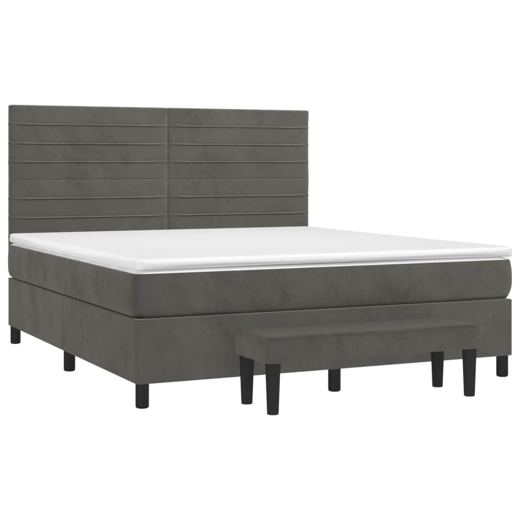 Bett Boxspringbett mit Matratze Dunkelgrau 160x200 cm Samt