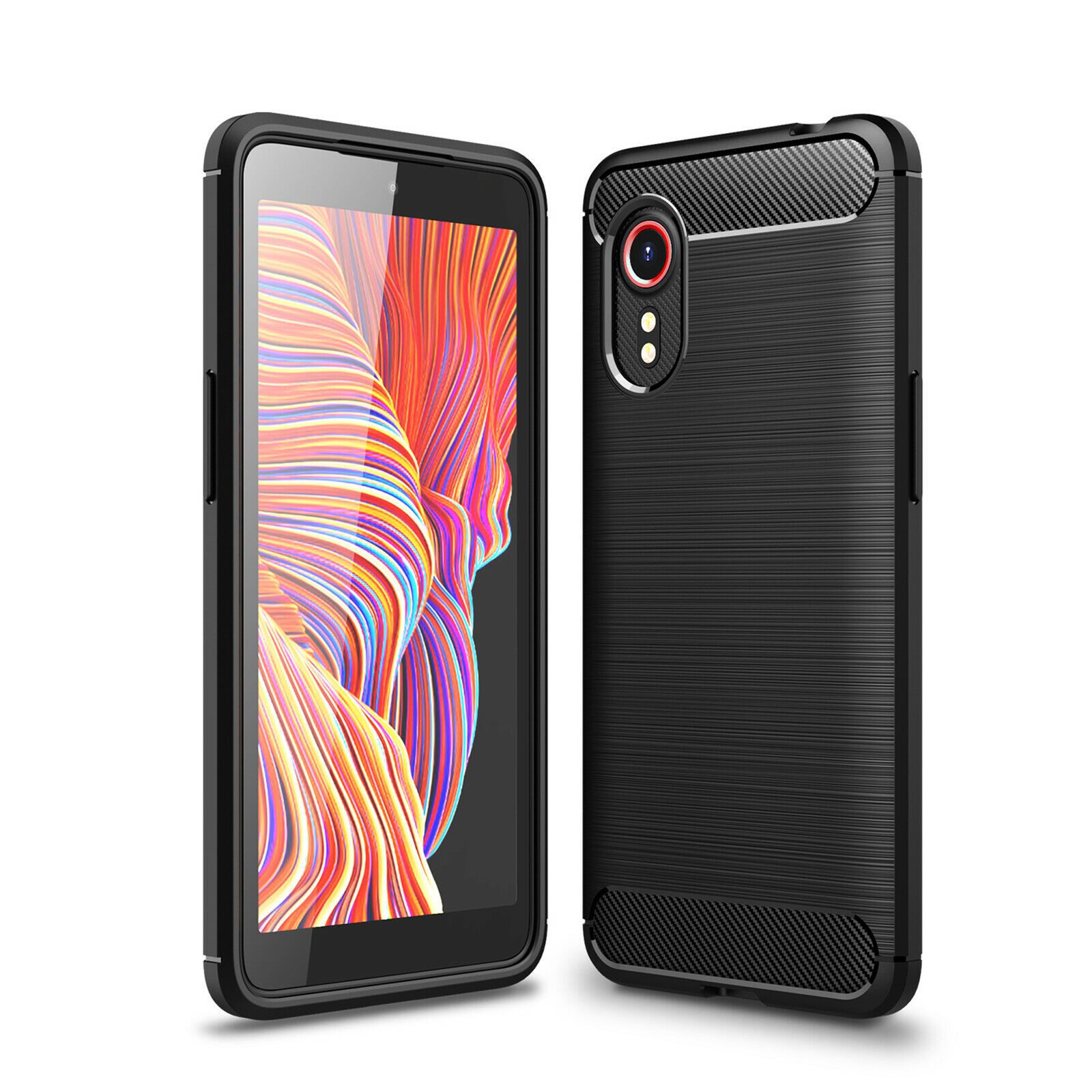 betterfon Handyhülle Carbon Hülle für Samsung Galaxy XCover 5 Backcover TPU Silikon Schwarz, Carbon-Look – stoßfestes Case mit Air-Cushion & Metall-Optik