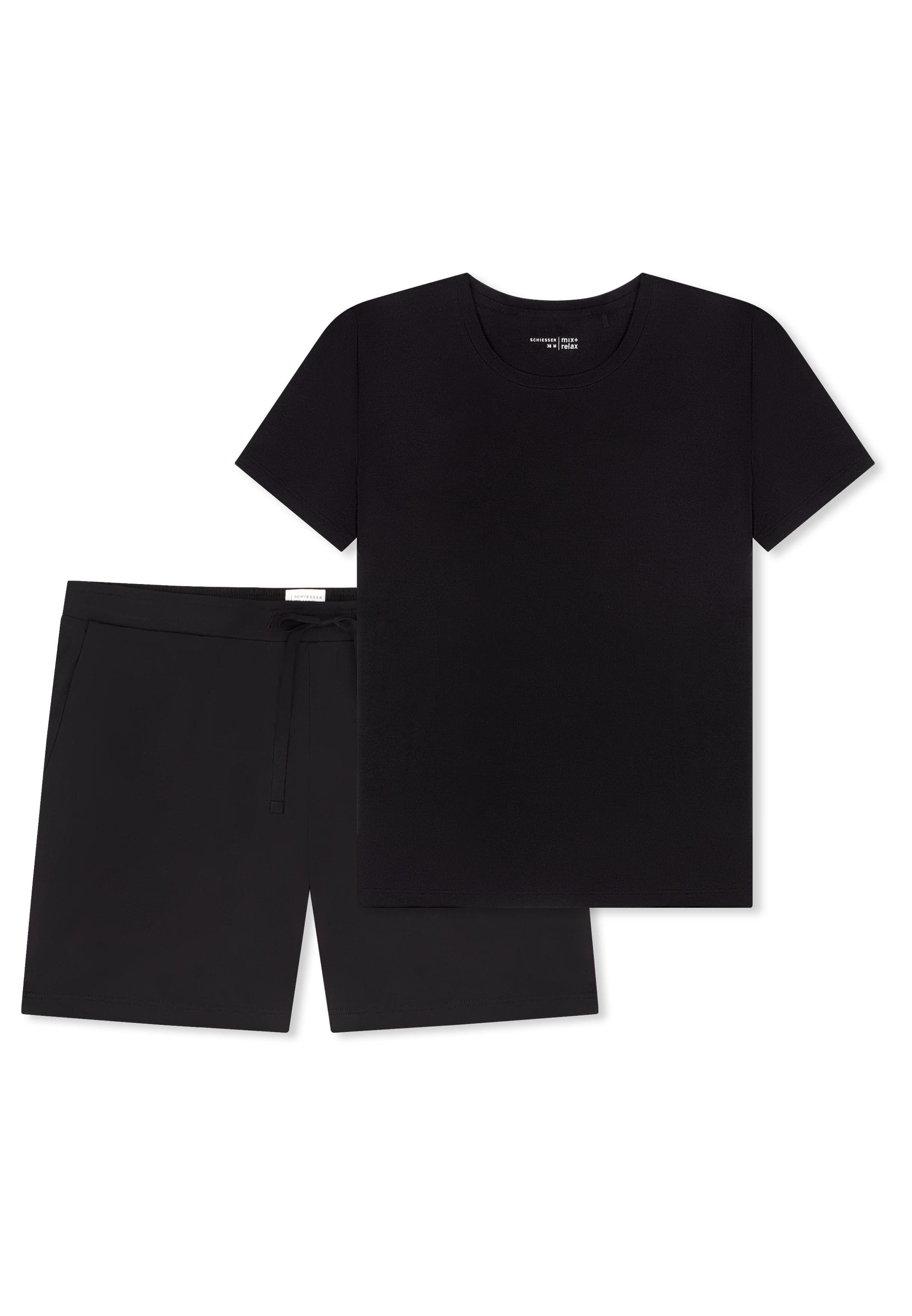 Schiesser Pyjama Mix & Relax (Set, 2 tlg) Schlafanzug - Atmungsaktiv - Set aus T-Shirt und kurzer Hose