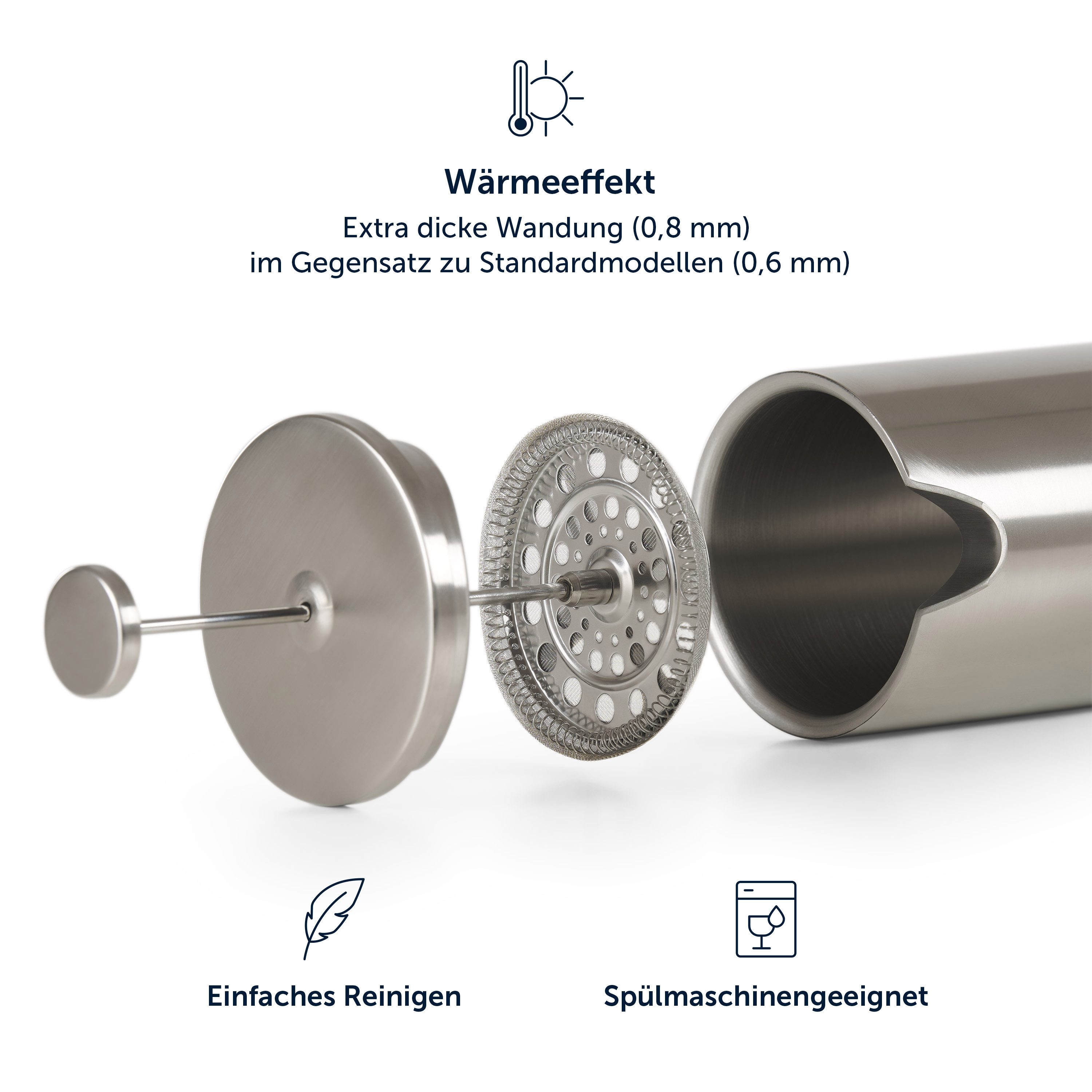 Blumtal French Press Kanne, 350l Kaffeekanne, Kaffeebereiter doppelwandig, in verschiedenen Größen verfügbar