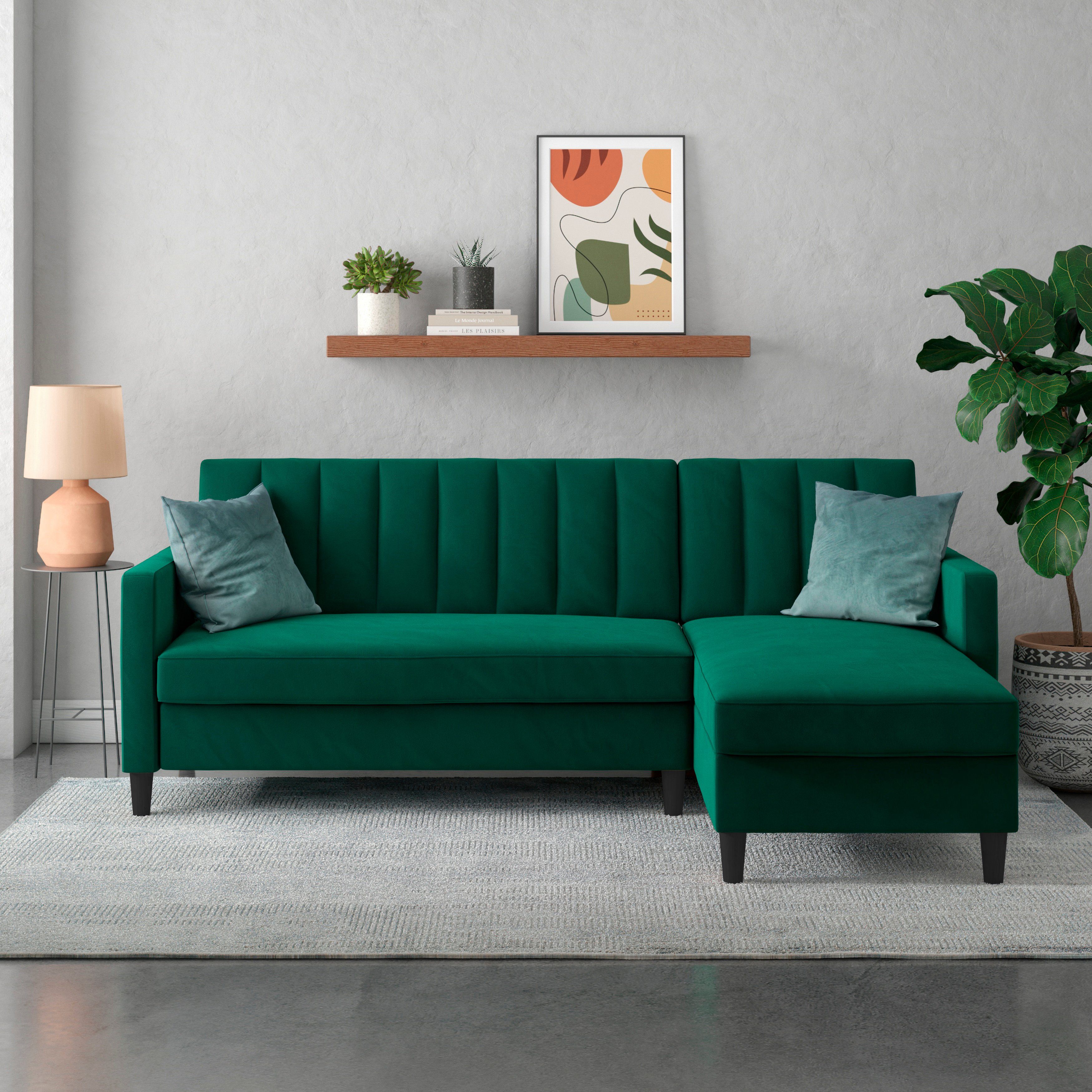 Dorel Home Ecksofa Celine, L-Form, mit Bett-Funktion und Stauraum. Recamiere beidseitig montierbar