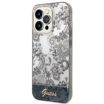 Guess Handyhülle GUESS Schutzhülle für Apple iPhone 14 Pro Cover Etui Hard Case Porcelain Collection Schwarz