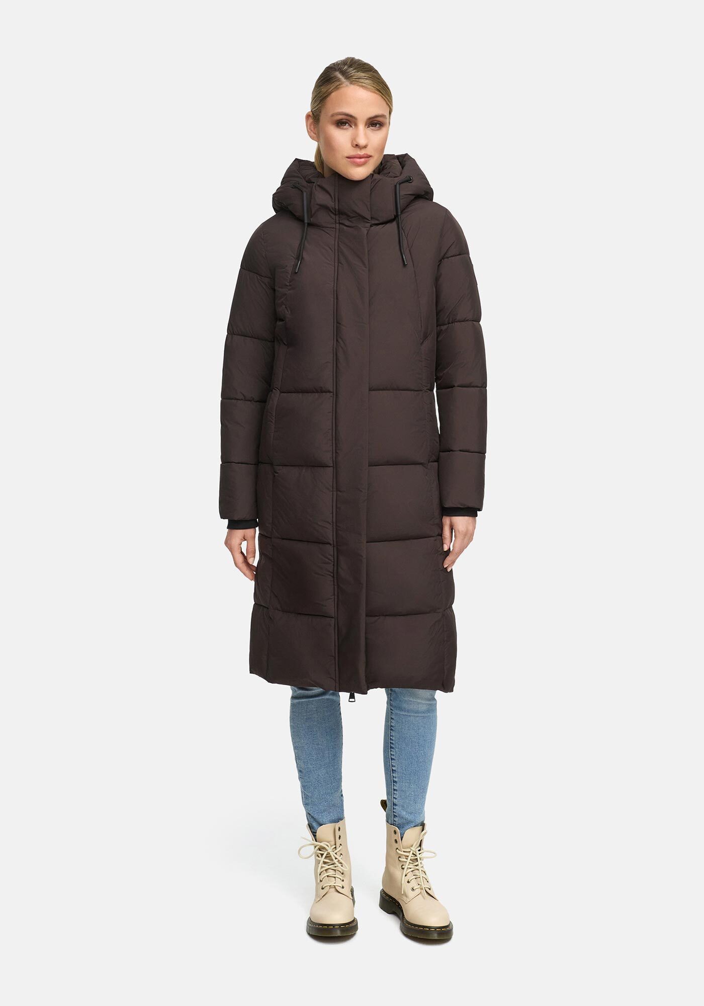 Marikoo Winterjacke Chumanii Warmer Wintermantel mit langem Schnitt für kalte Tage.