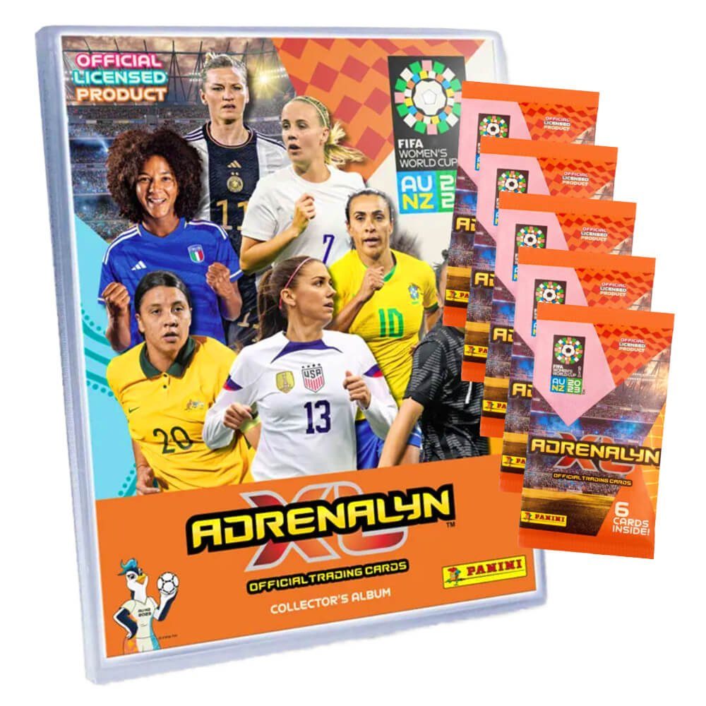 Panini Sammelkarte Panini Fifa Frauen Fußball WM Karten 2023 - Trading Cards - 1 Sammelma, Frauen WM 2023 - 1 Mappe + 5 Booster Sammelkarten