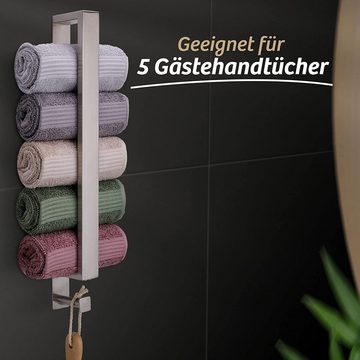 Praknu Handtuchstange Handtuchhalter mit Haken zum Kleben 40cm Edelstahl