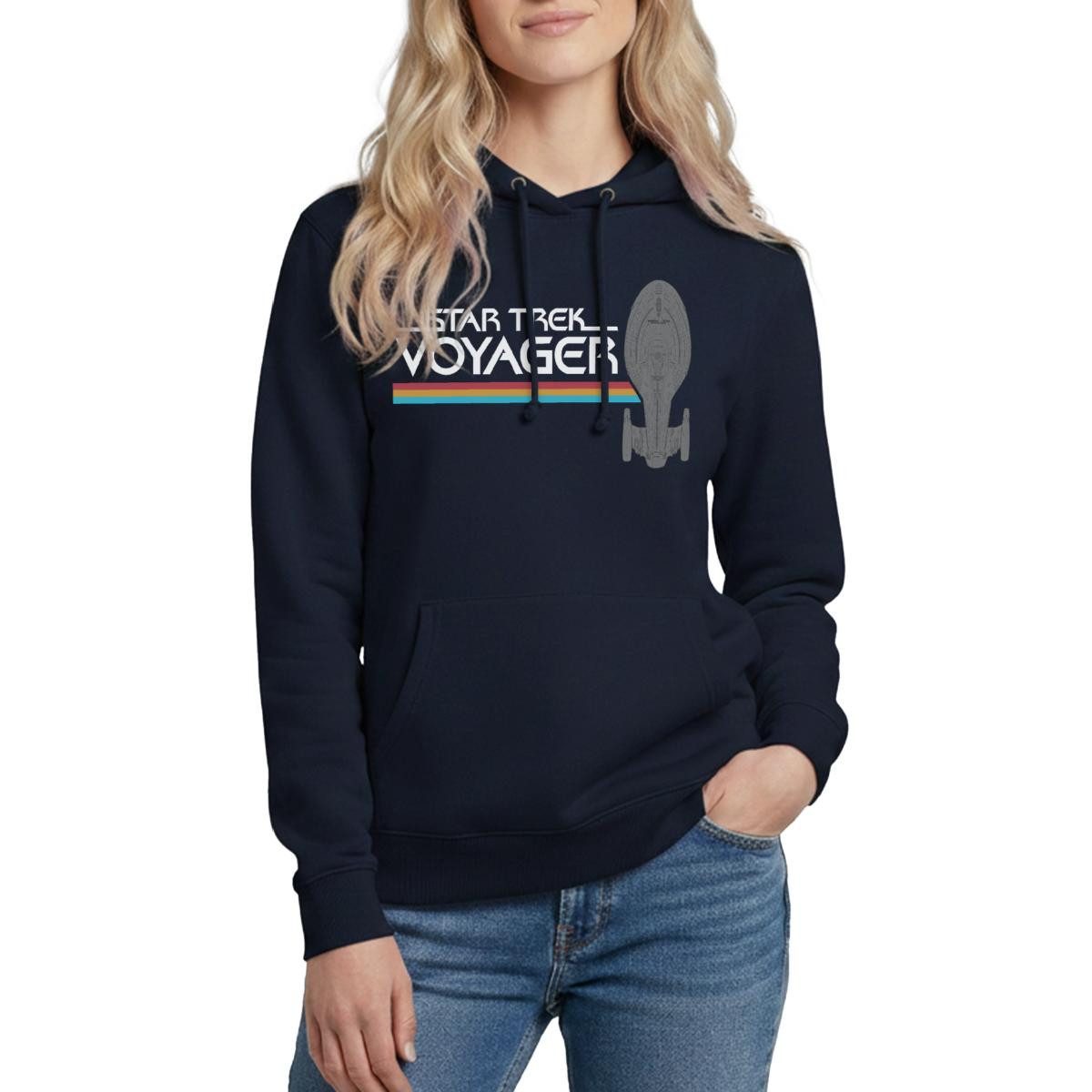 Hoodie Star Trek Voyager Regenbogen Logo Damen Hoodie