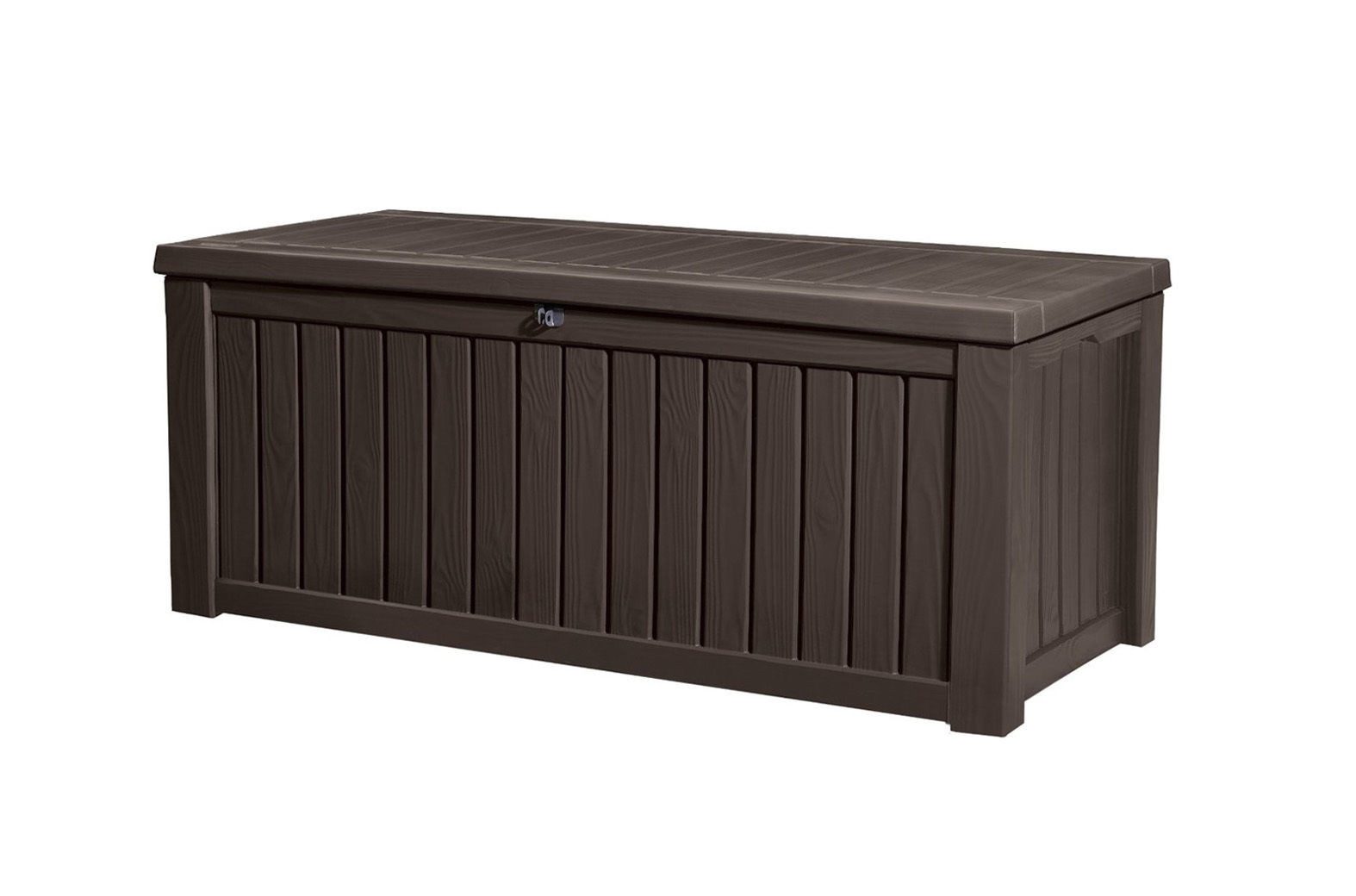 Keter Gartenbox Rockwood 570L Braun naturgetreue Holzoptik Aufbewahrungsbox günstig online kaufen