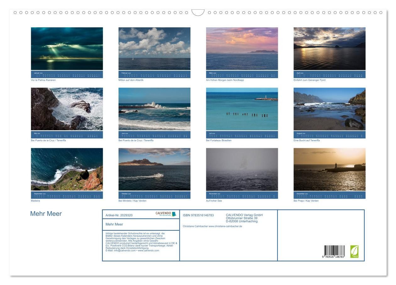 Thumbnail - CALVENDO Wandkalender Mehr Meer (Wandkalender 2026 DIN A2 quer), CALVENDO Monatskalender