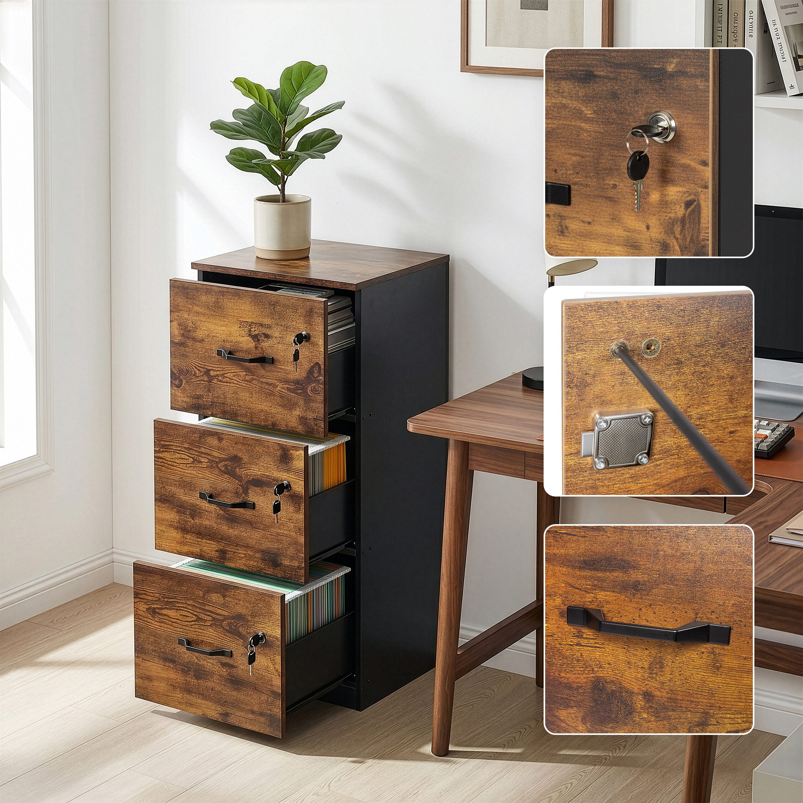 relaxdays Aktenschrank Hängeregister Industrial-Schwarz – Bild 5 von 5