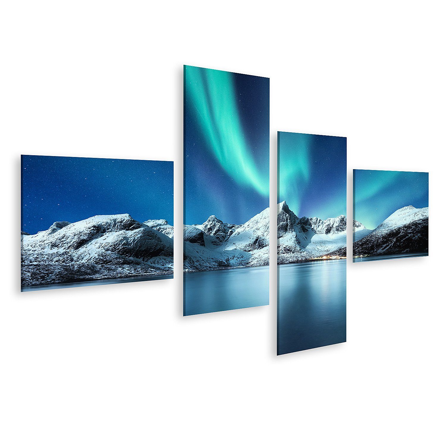 islandburner Leinwandbild Bild auf Leinwand Aurora Borealis Lofoten Inseln Norwegen Nordlichter