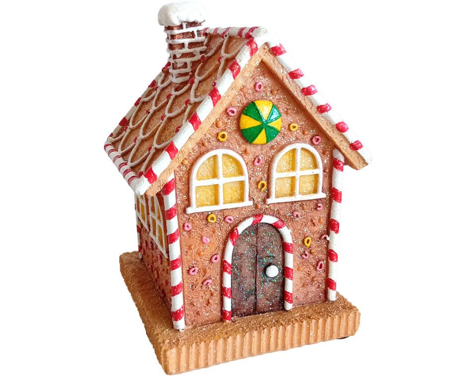 Weihnachtshaus Figur Lebkuchenhaus 13,5 x 9 x 9,5 cm braun