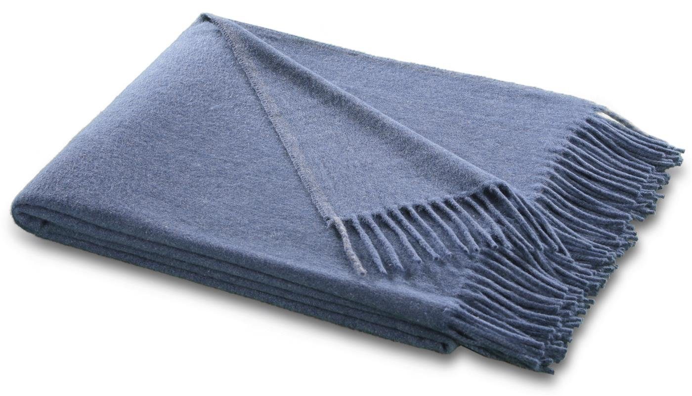 Wolldecke Biederlack Plaid Franse 130 x 170 cm blue ice