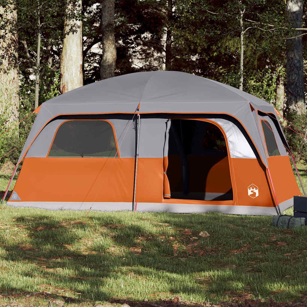 Faltzelt Familienzelt 426x304x228/233 cm Grau-Orange