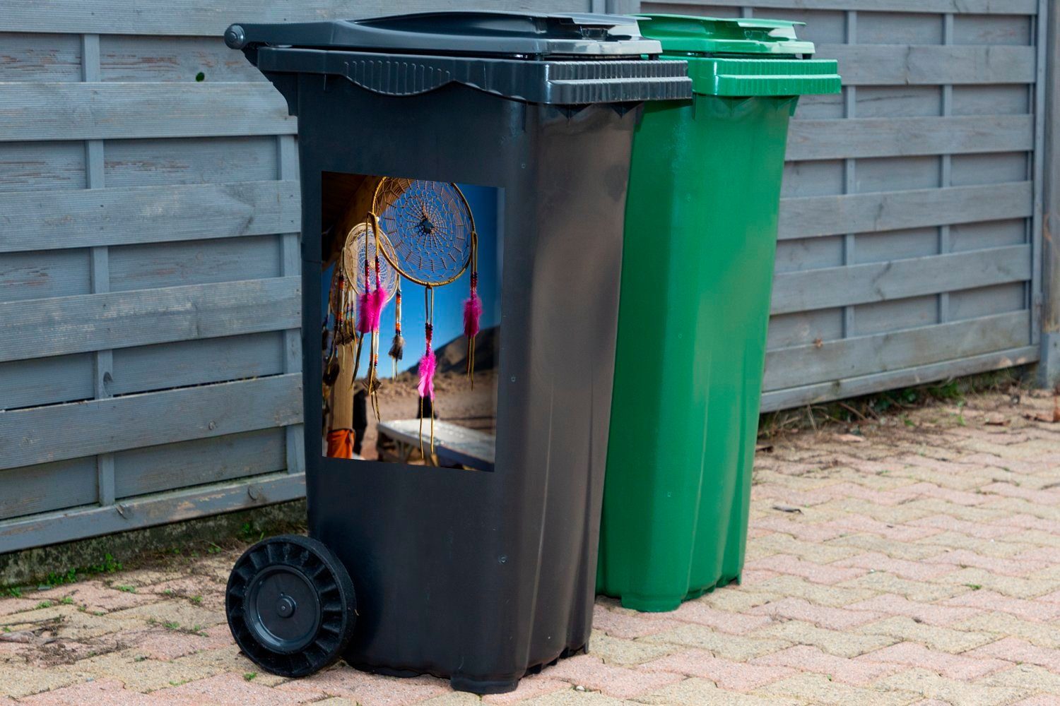MuchoWow Wandsticker (1 Ein Mülltonne, St), rosa Traumfänger in Staaten Container, Sticker, Vereinigten Abfalbehälter den Mülleimer-aufkleber