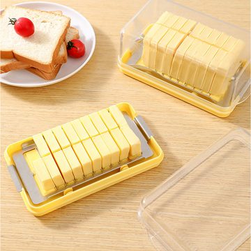 yozhiqu Butterdose Butterschneide-Aufbewahrungsbox,transparenter Edelstahl 304 mit Deckel, Butterschneide- und integrierter Buttergabel-Aufbewahrungsbox