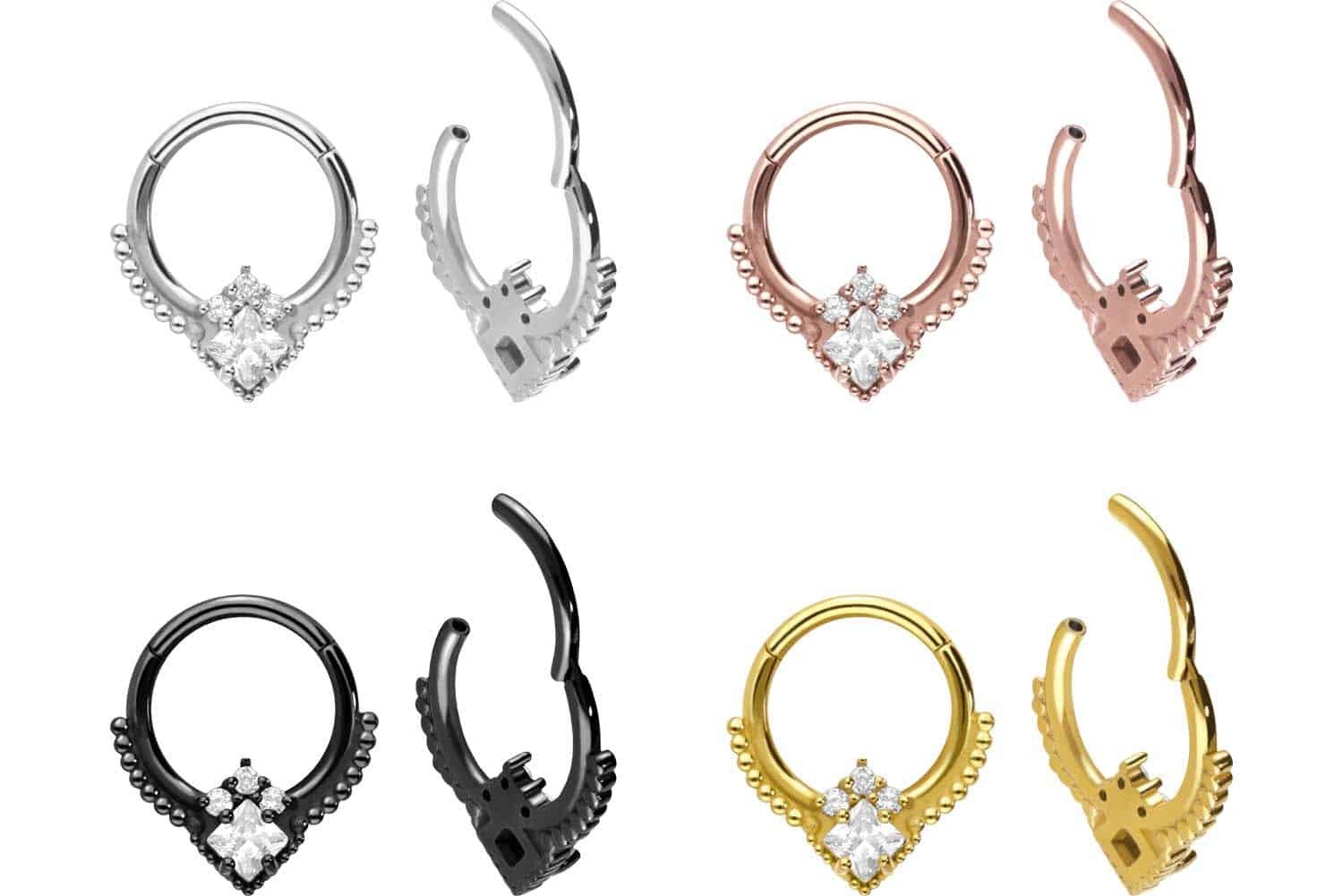 PIERCINGLINE Nasenpiercing Chirurgenstahl Segmentring Clicker 4 KRISTALLE + günstig online kaufen