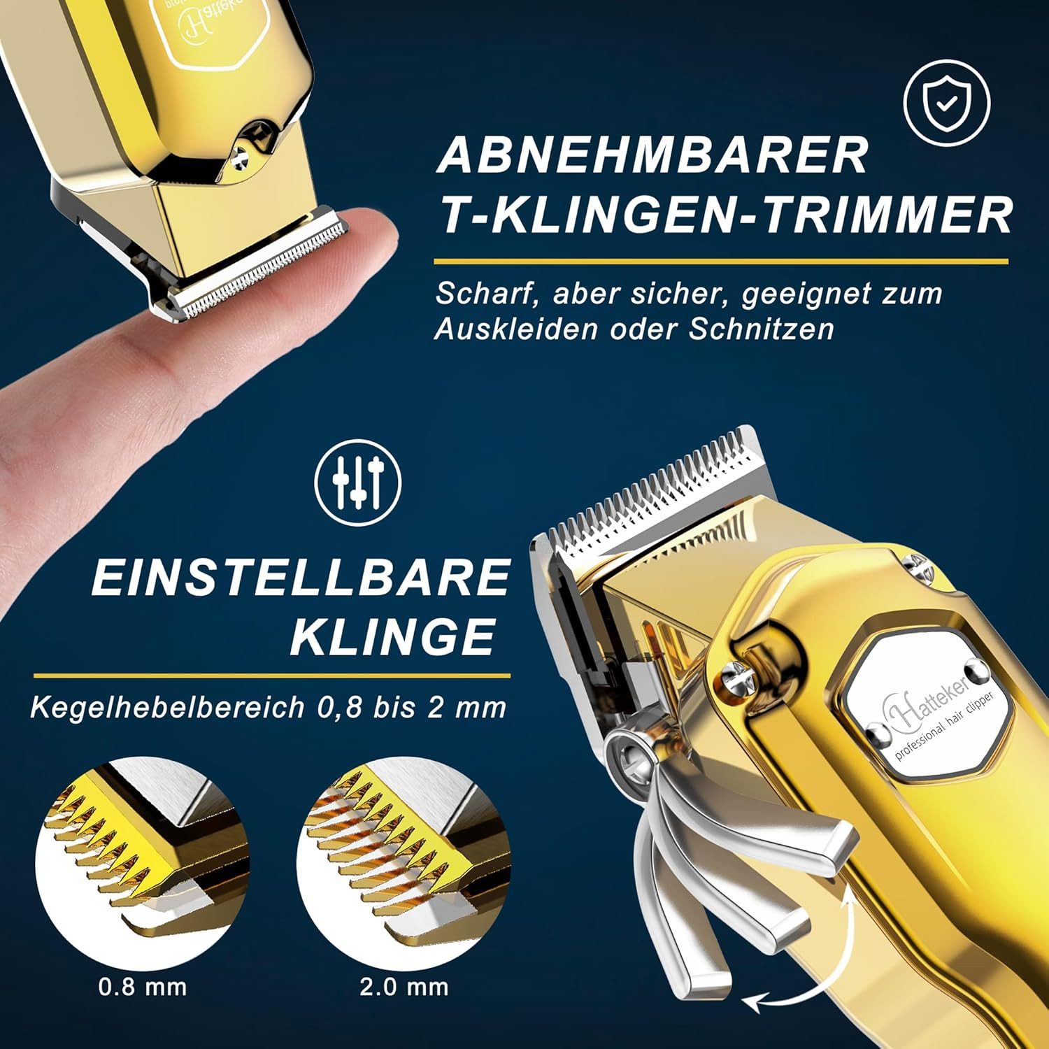 HATTEKER Haarschneider RFC676, T-Klinge Bartschneider für Herren IPX7