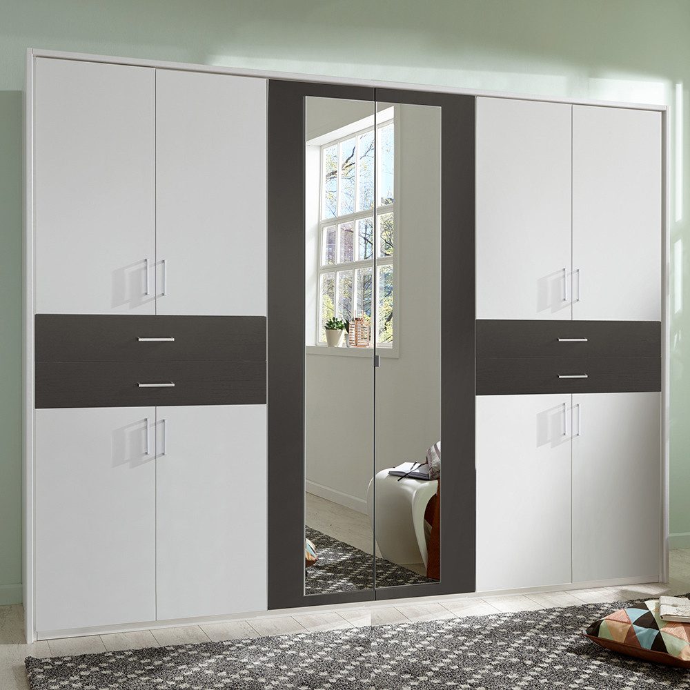 Lomadox Kleiderschrank TREVISO-43 Garderobenschrank Schlafzimmerschrank Schrank 273 cm breit modern weiß