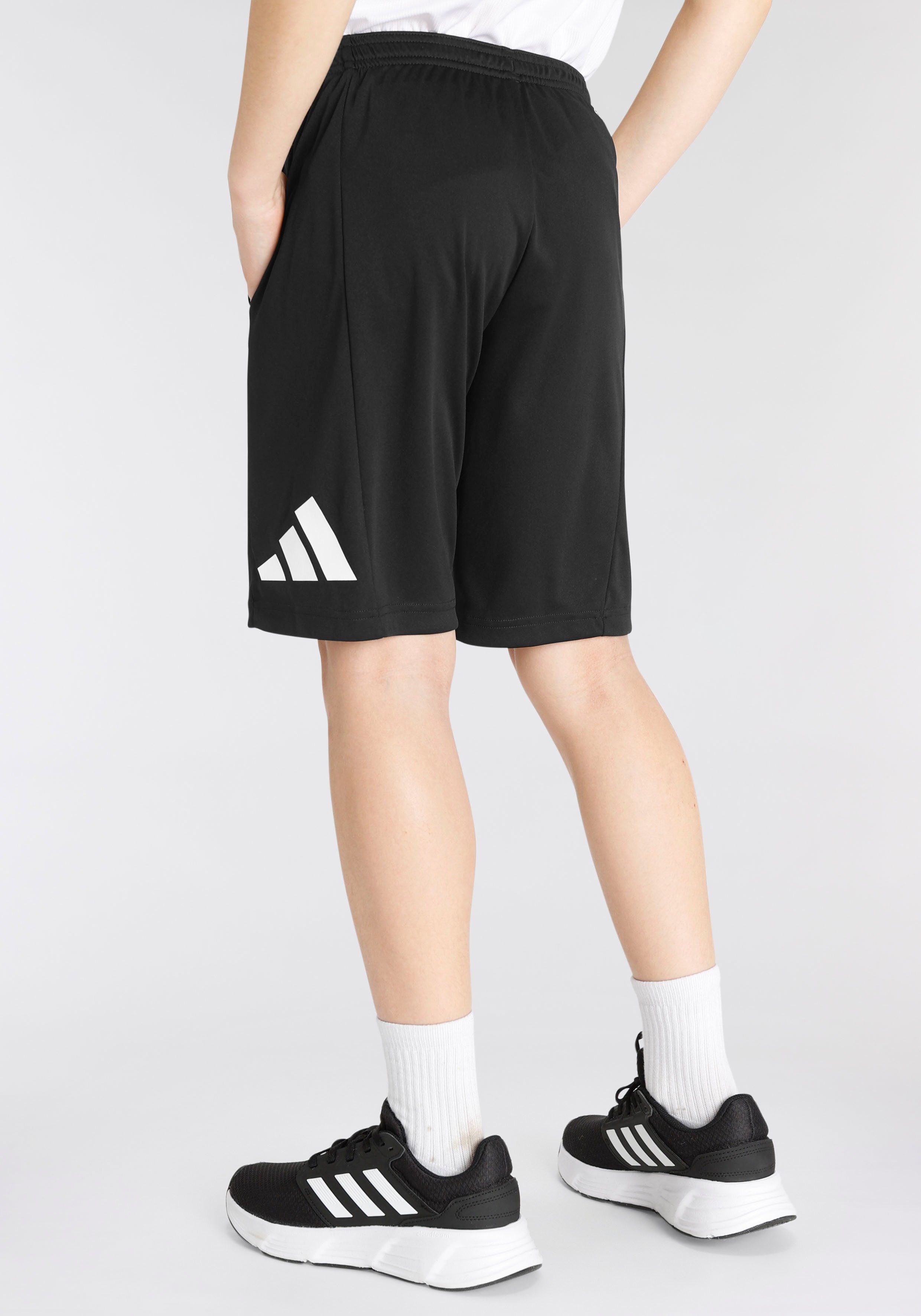 adidas Black ESSENTIALS (1-tlg) White LOGO / Sportswear AEROREADY TRAIN REGULAR-FIT Shorts