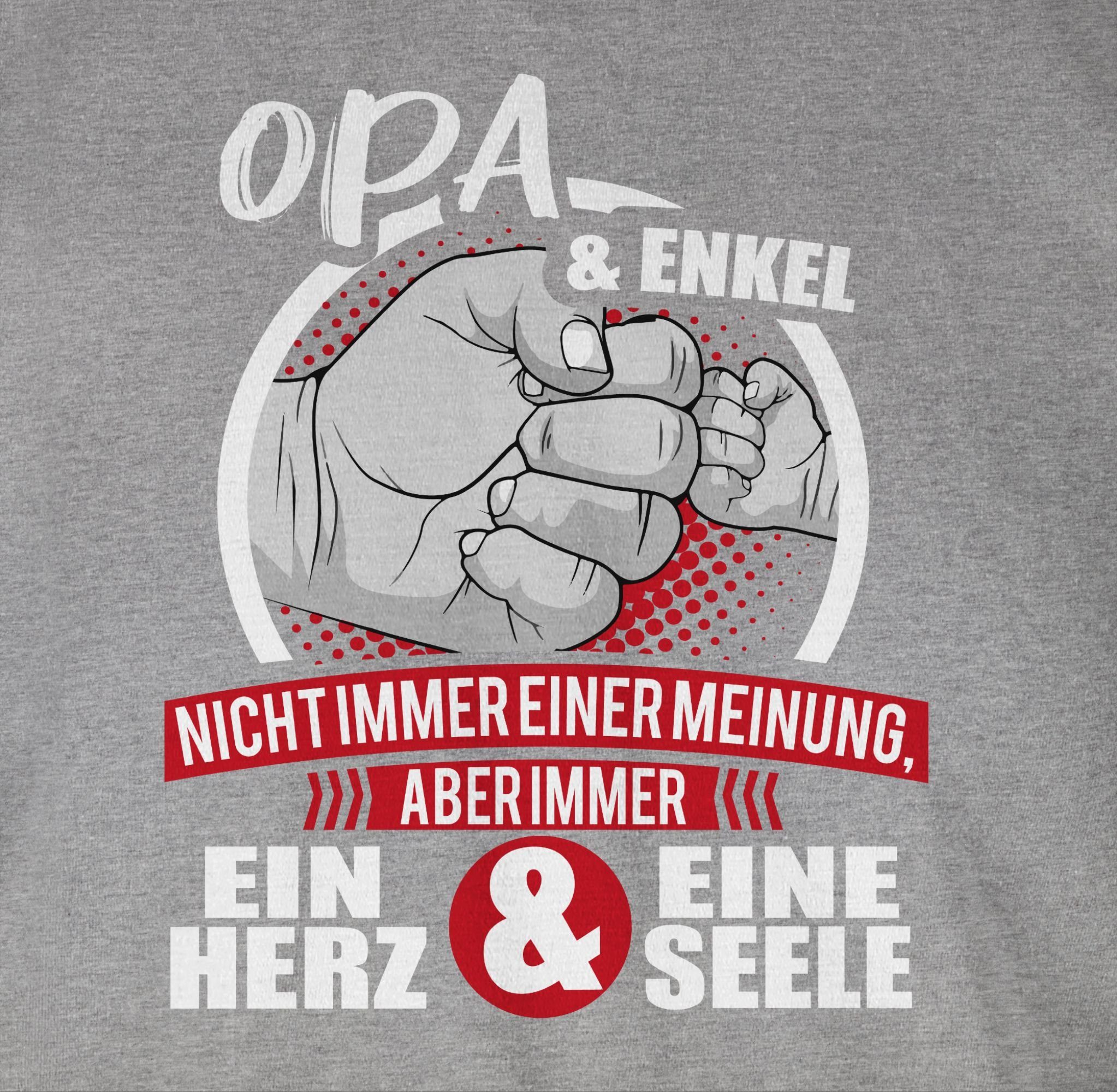 Seele weiß/rot Immer Geschenke & 3 meliert & Enkel Herz Opa Opa Shirtracer T-Shirt - eine ein Grau