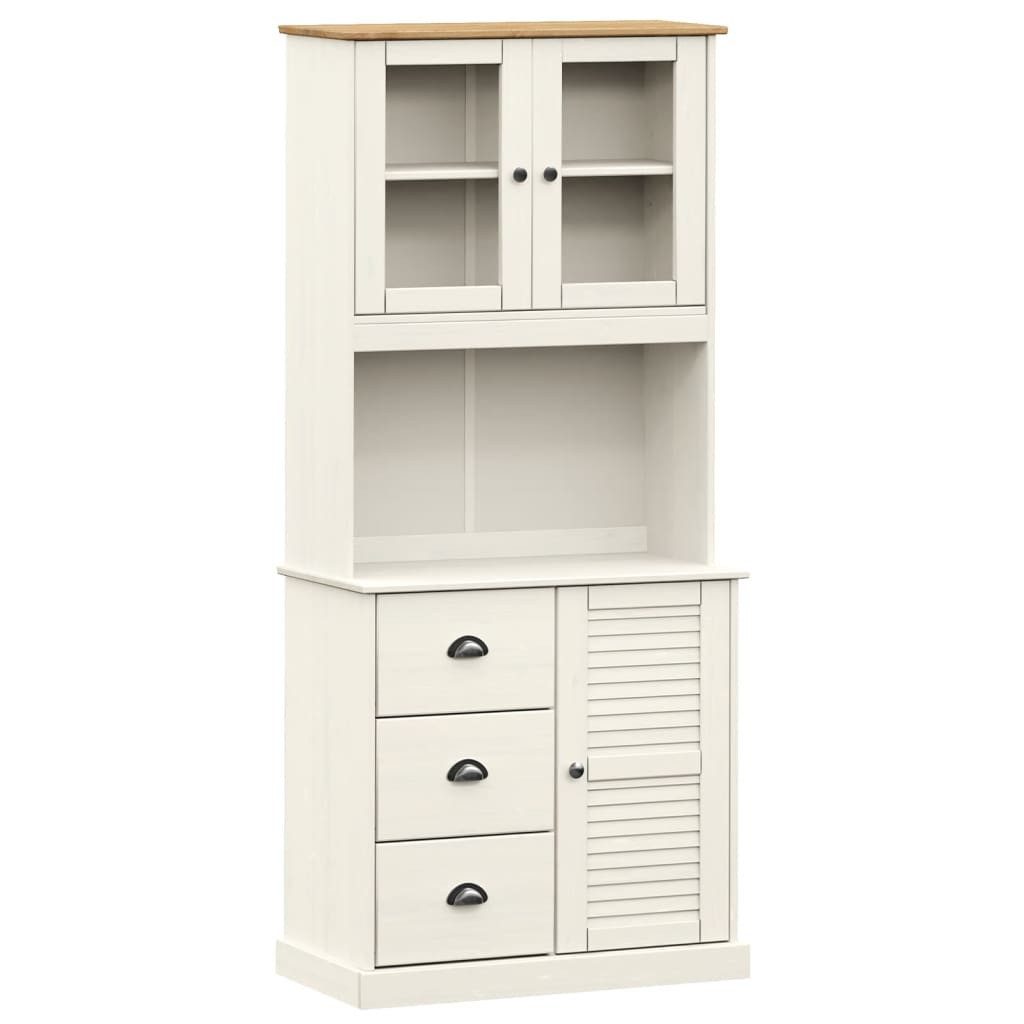 vidaXL Highboard Highboard VIGO Weiß 78x40x175 cm Massivholz Kiefer (1 St)