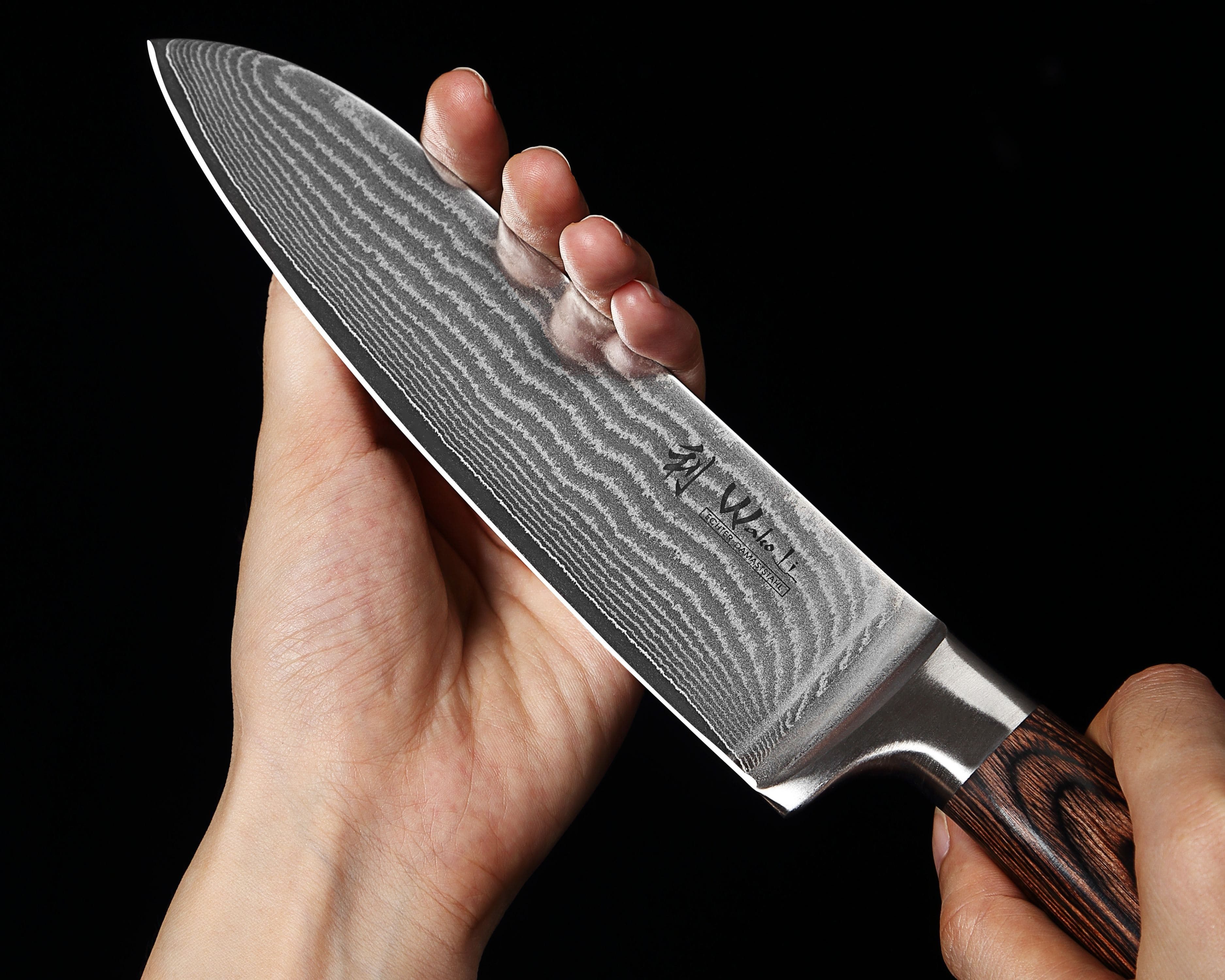 Wakoli Messer-Set EDIB Santoku Set I Kochmesser Küchenmesser-Set I 12 und 17cm Klingen (Damastmesser mit Geschenkbox, 2-tlg., 2er Damastmesser-Set), Aus 67 Lage – Bild 5 von 5
