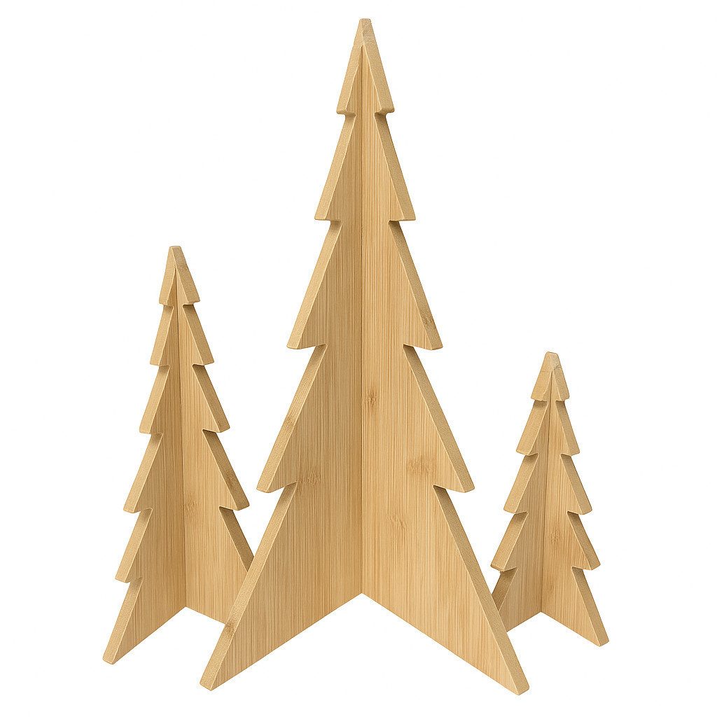 UNUS HOME Dekobaum Aufsteller Bäume im 3er Set Holz in natur (3er Set), Holzbäume, Weihnachtsdeko aus Holz