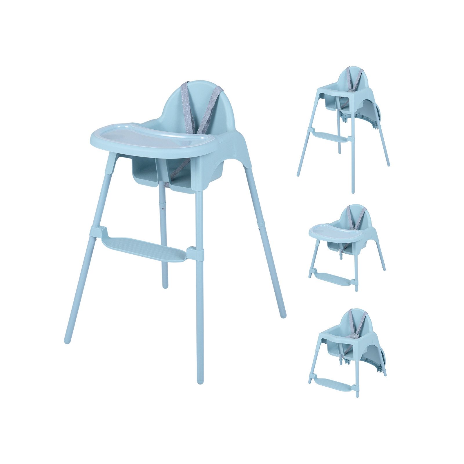 COSTWAY Hochstuhl (1 St), Kinderhochstuhl, 4 in 1 Babystuhl, mit 2 Höhen