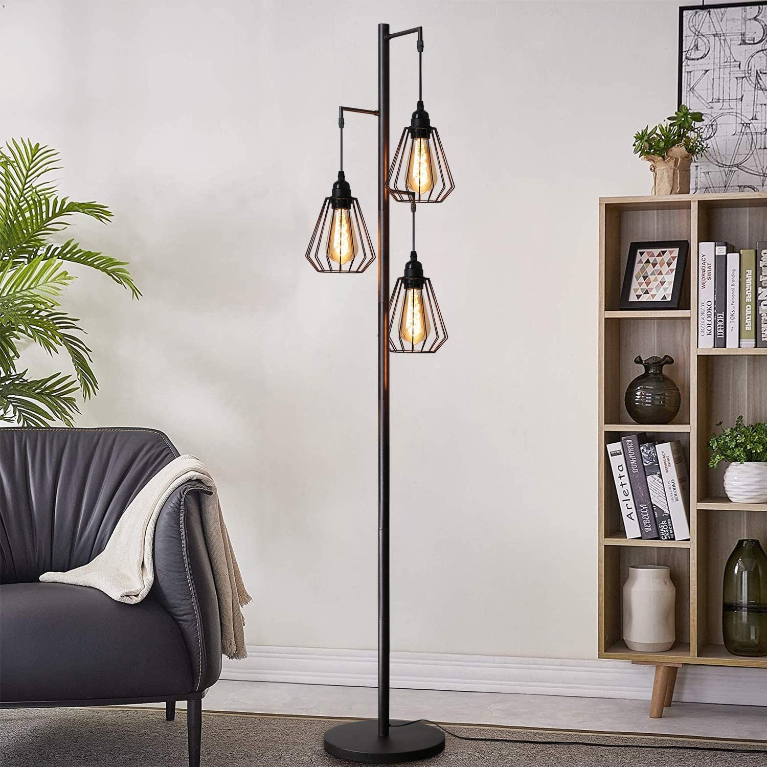 Nettlife LED Stehlampe Wohnzimmer Stehleuchte Schwarz günstig online kaufen
