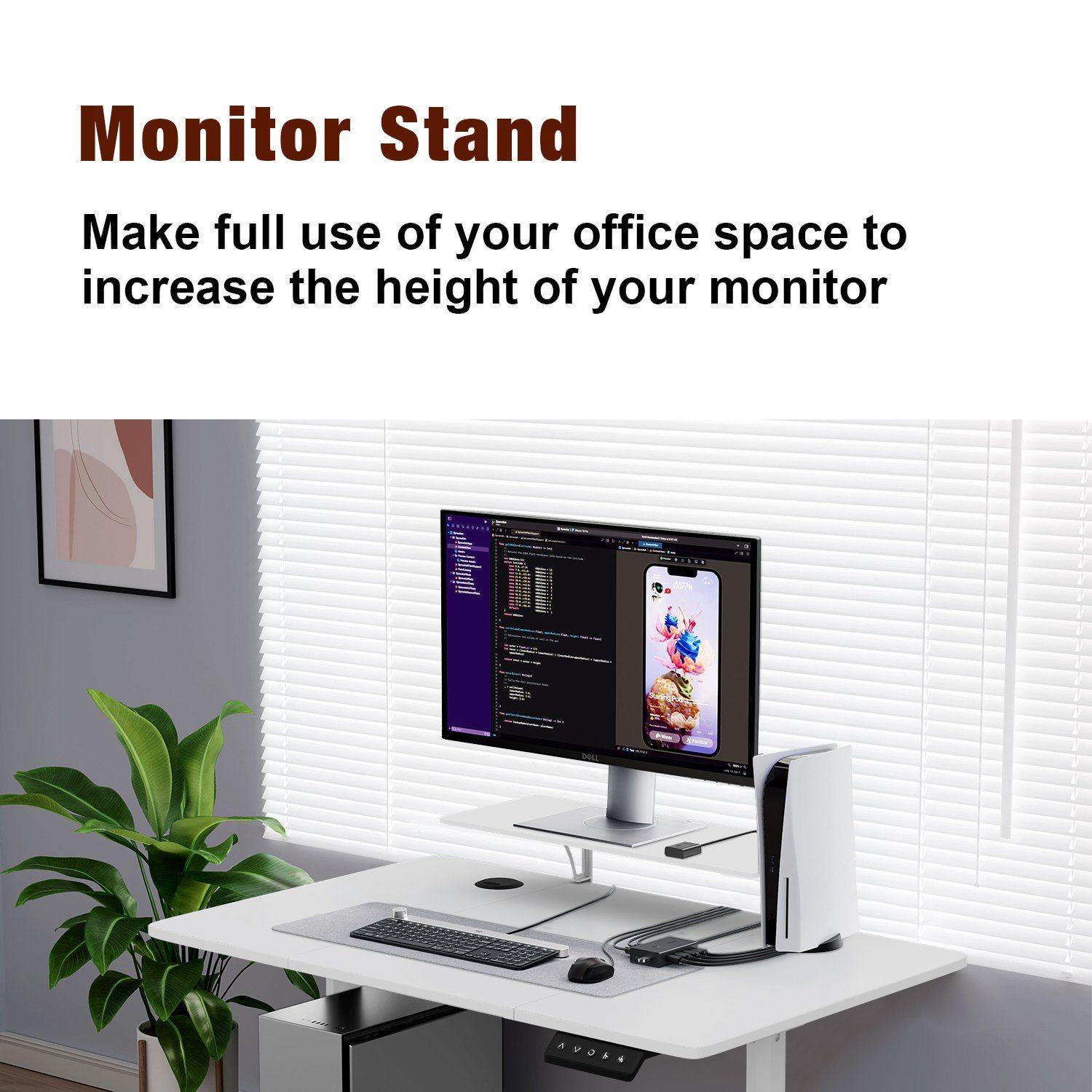 cm Schreibtisch HOMALL Schreibtisch Höhenverstellbarer mit 120x60 Monitorständer