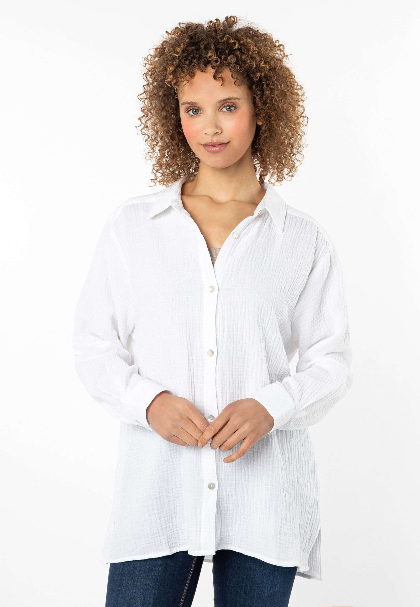 Langarmbluse white Musselin SUBLEVEL Bluse