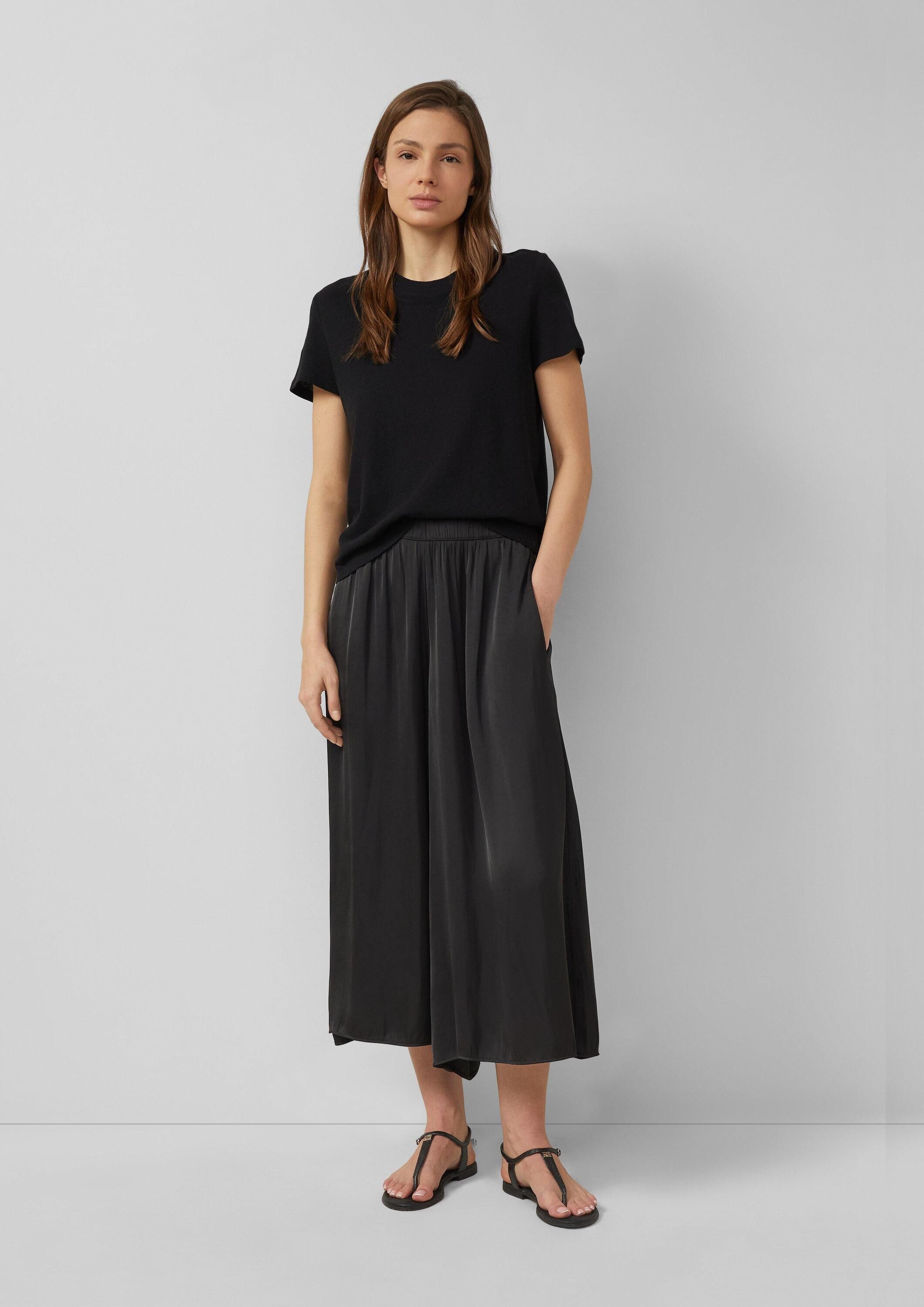 s.Oliver Culotte Hose Extra-Wide-Leg-Culotte aus crinkled Satin