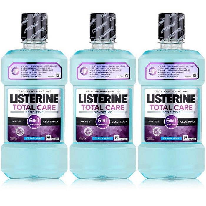 Listerine Mundspülung Listerine Total Care Sensitive 500ml - Hält ihren Atem frisch (3er Pac