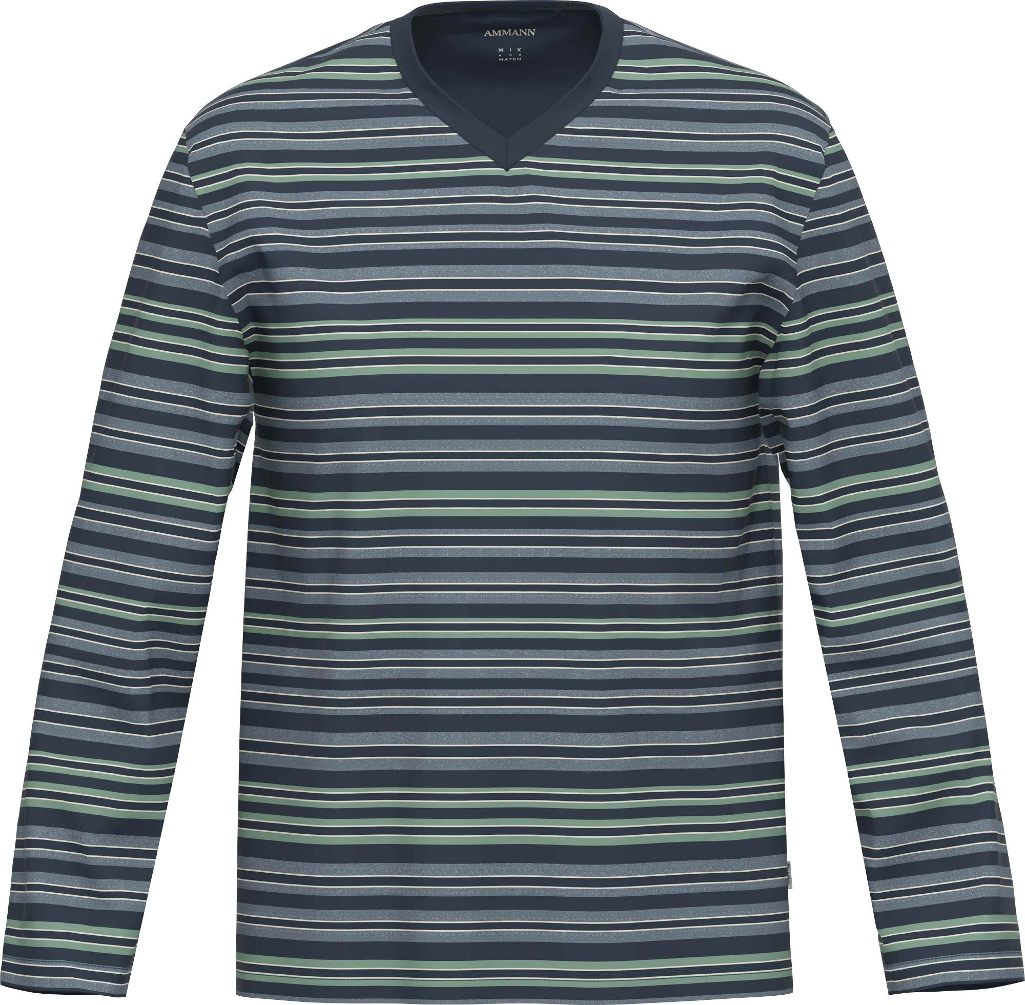 Ammann Pyjamaoberteil Bio Herren-Langarmshirt Single-Jersey Streifen günstig online kaufen