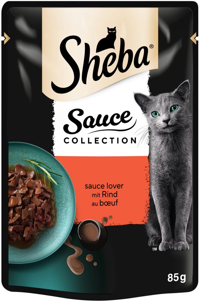 Sheba SHEBA® Portionsbeutel Sauce Collection Sauce Lover mit Rind 28 x 85g, Nassfutter für: Katze