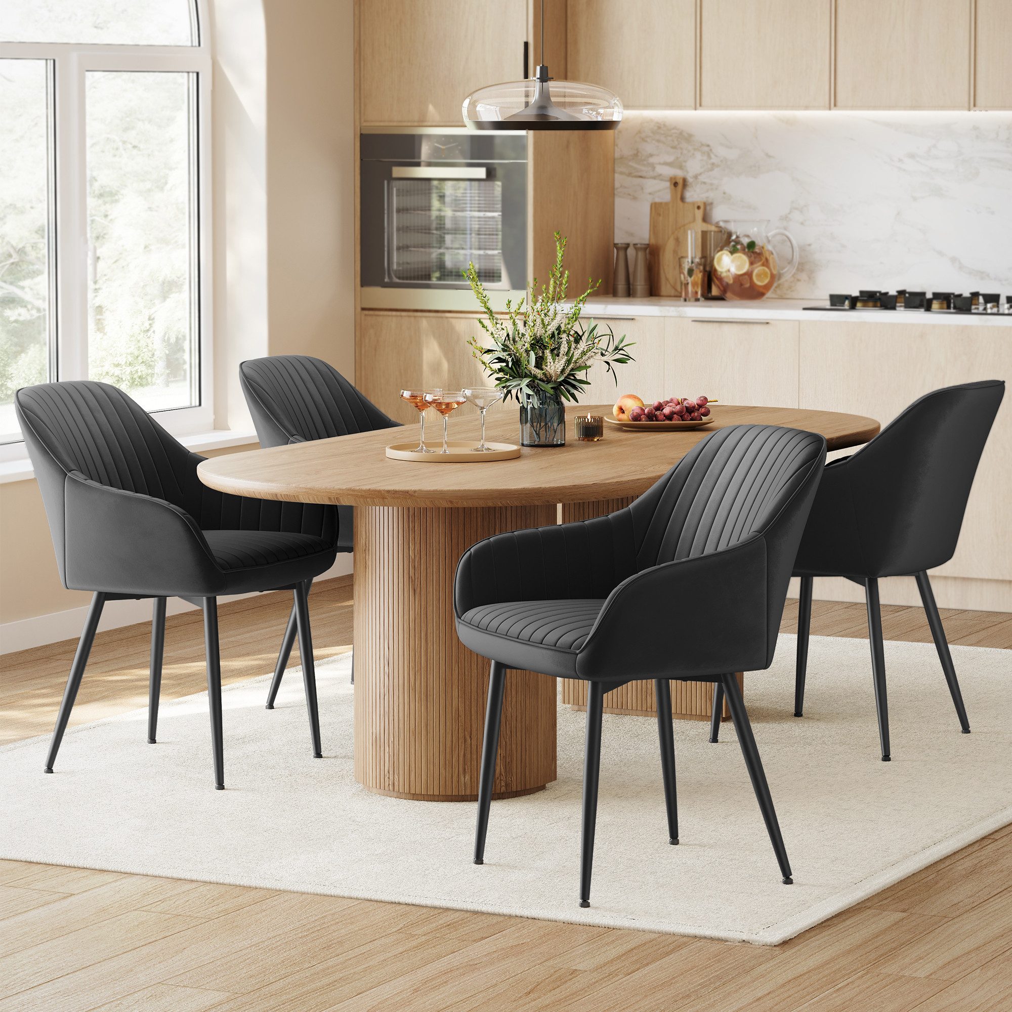 SONGMICS Esszimmerstuhl (4 St), 4er Set, Küchenstuhl, Sessel, Samt, Polster günstig online kaufen